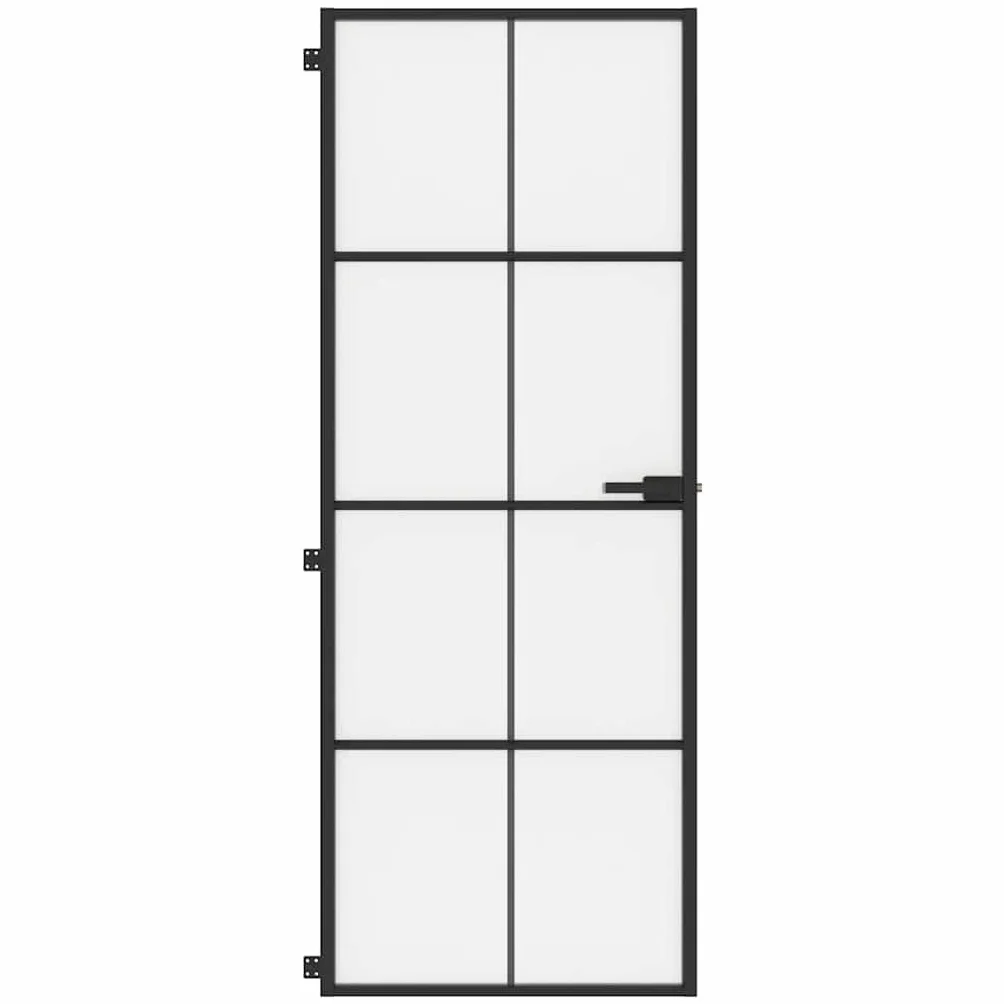 vidaXL Porta Interni Sottile Nera 76x201,5cm Vetro Temperato Alluminio