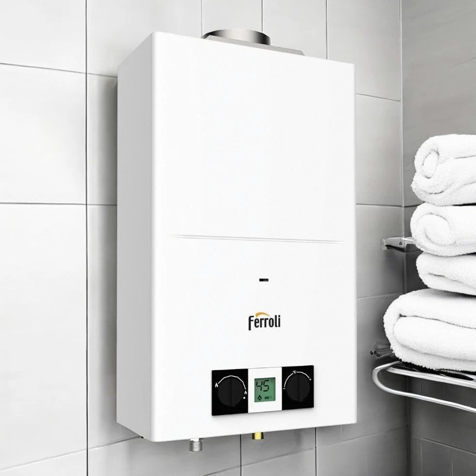Scaldabagni scaldacqua murale a Gas tiraggio Naturale Camera Aperta Pegaso Eco 11 gpl Ferroli