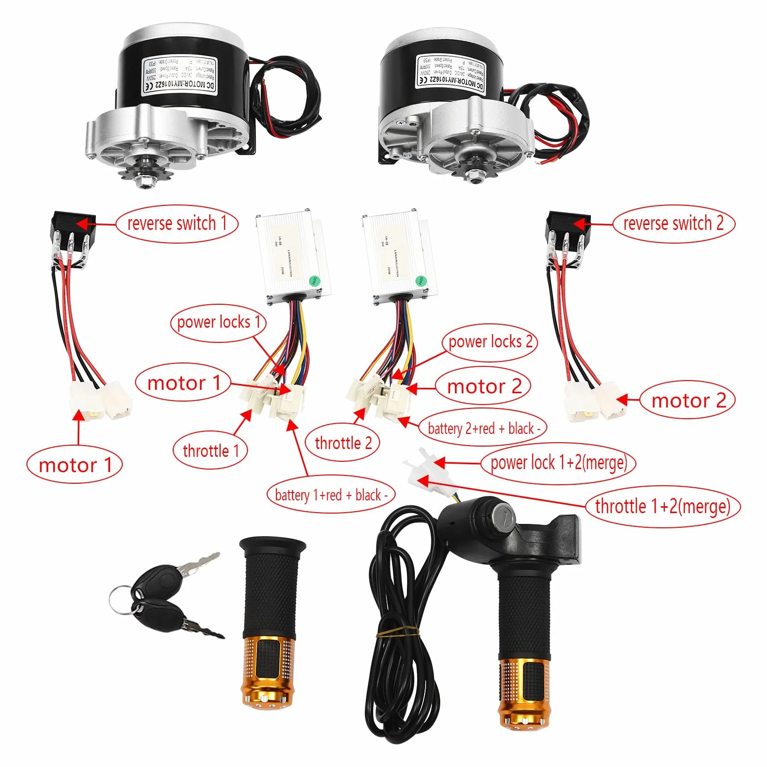 Kit motore elettrico 24 V 250 W Dual Drive Go Kart motore elettrico 6,21 Km/H kit di conversione elettrica Gokart 10 pollici Air Wheel Electric Conversion Kit 0,8 N.M doppia ruota per rullo da