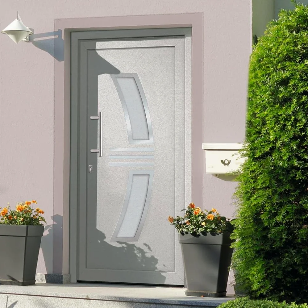 Gecheer Porta di Ingresso in PVC, Portoncino Esterno Blindato per Negozio, Balcone, Casa - Bianca 108x200 cm