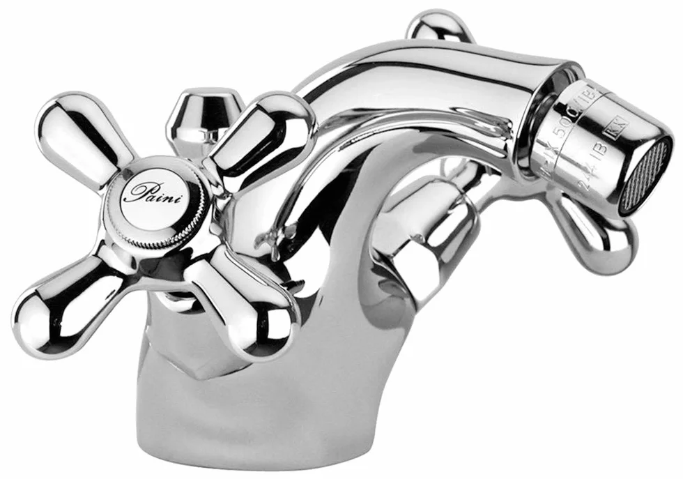 Paini - LIBERTY 327 Rubinetto Monoblocco Bidet con maniglia a Croce, Bagno, Cromato, Design Liberty, interamente prodotto e lavorato in Italia