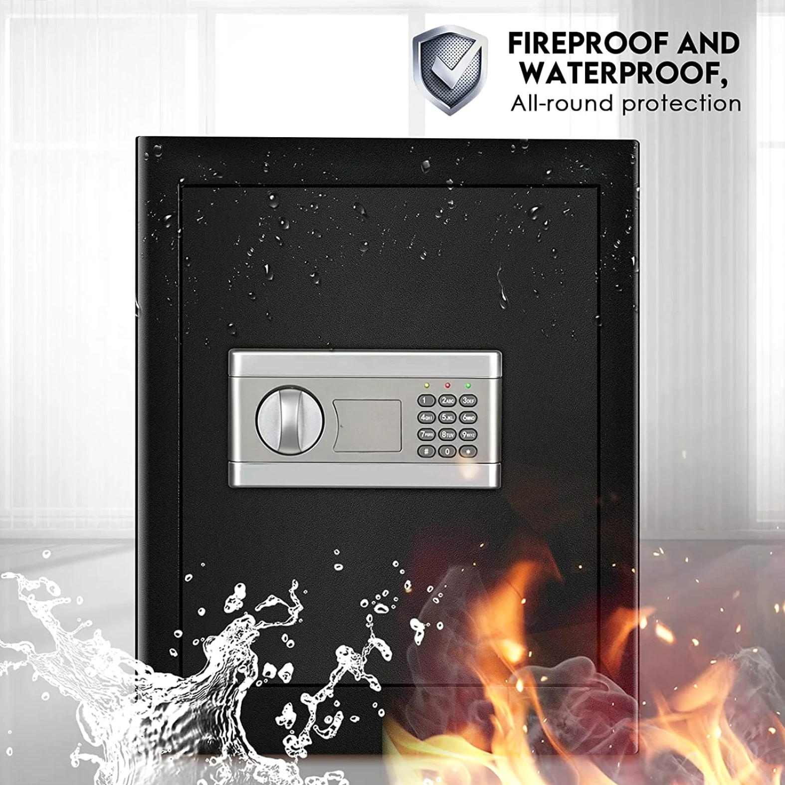 Cassaforte di Sicurezza a Muro, 43L Cassaforte da Armadio Elettronica Digitale Tre Bulloni con Codice e Chiave Cassaforte a Muro con Allarme per Uso Domestico, Hotel, Ufficio