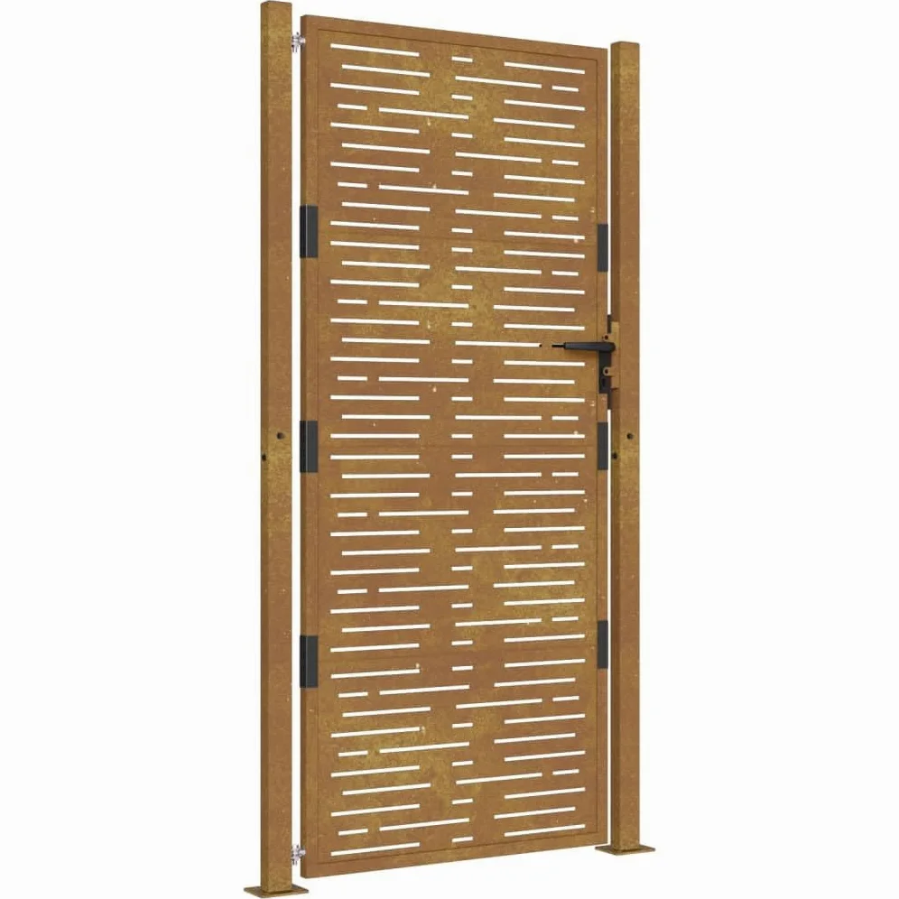Gecheer Cancello da Giardino 105x180 cm Acciaio Corten Design Quadrato-Home