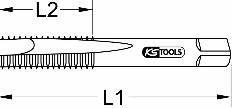 KS Tools 998.0400 - Set di 2 maschi per filettare a mano, passo gas Ø 1/8"