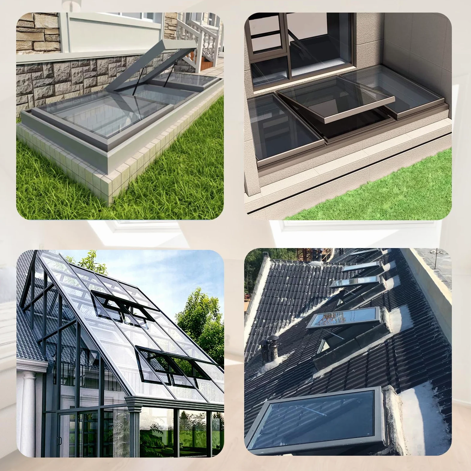 Lucernario per tetto, Finestra da tetto con vetro temperato, Soffitta finestra per uscita sul tetto copertura, ventilazione botola da tetto, Cantina porta di osservazione sicurezza (58 * 78cm)