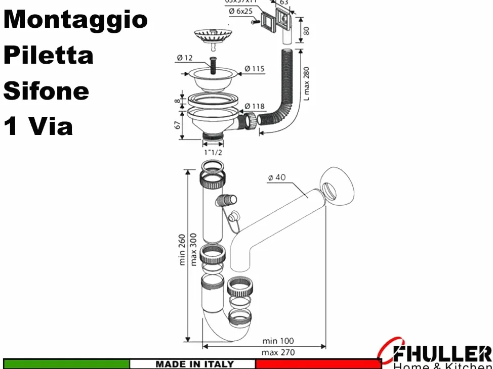 LG791LVS● Lavello Incasso Cucina FHULLER Mod.LAGUNA 79x50 1 Vasca Destra e Gocciolatoio Sinistro, Spessore Acciaio 7/10 con Vasche Profonde H 19,4 Realizzato in Acciaio Inox Spazzolato Made in Italy
