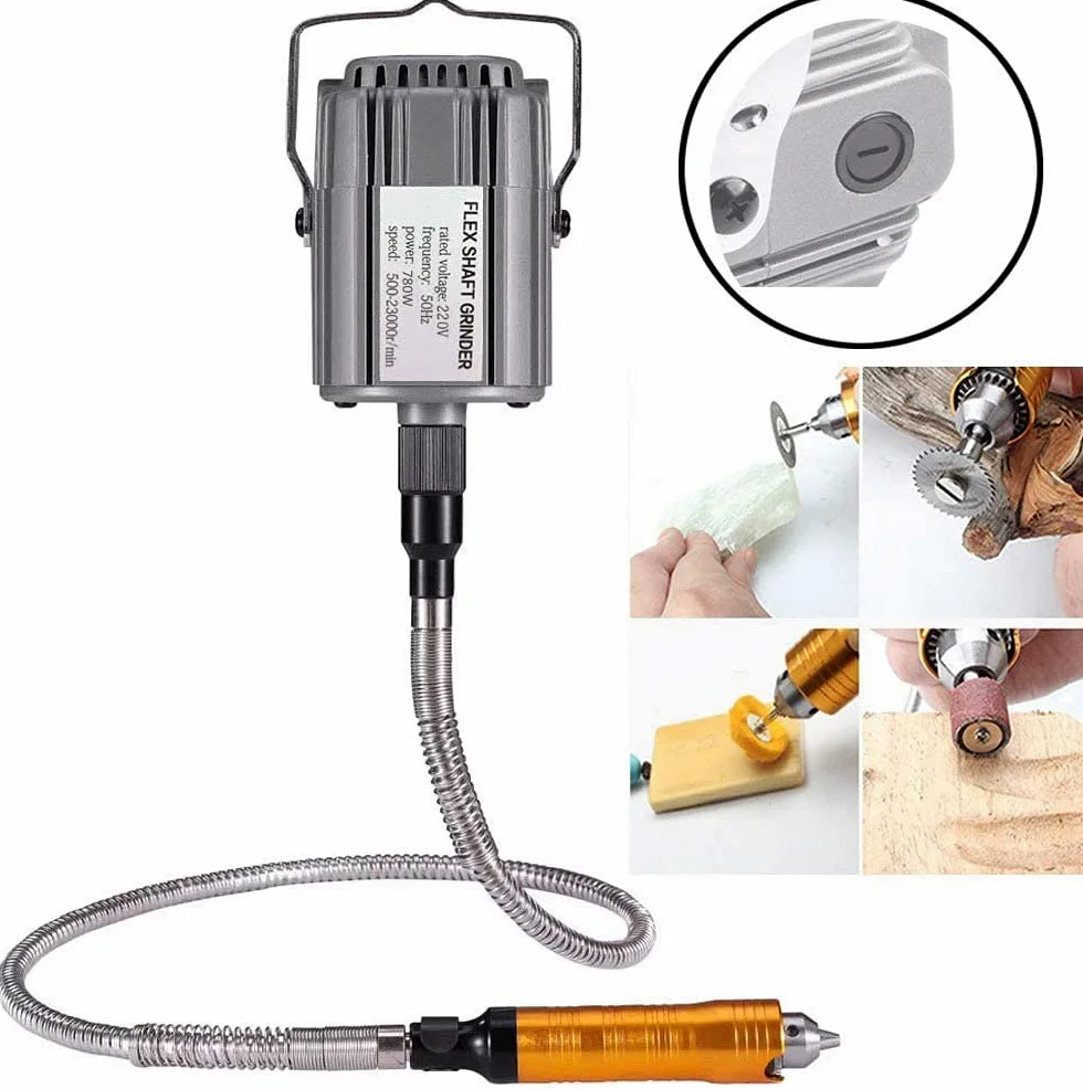 Forte potenza 780W Smerigliatrice Elettrica Multi Utensile Rotativo Multifunzione con Avanzato Albero flessibile e 30 Accessori, albero flessibile in metallo, 23000 RPM