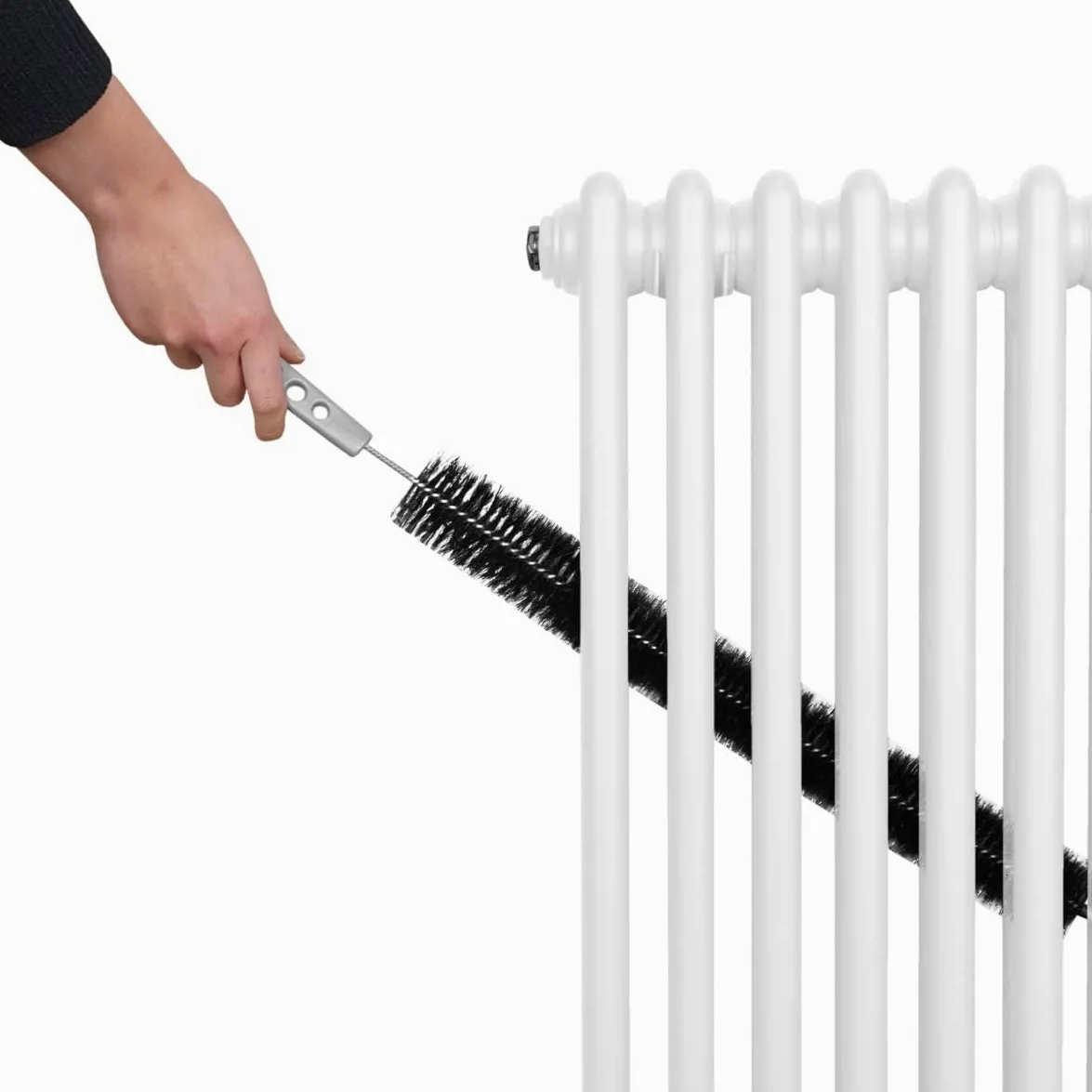 Radiatore Termosifone a 2 Colonne 600 x 832mm Moderno Centralizzato Bianco in Acciaio Inox Orizzontale a Parete Cucina Soggiorno Bagno Kit di Fissaggio e Spazzola Inclusi