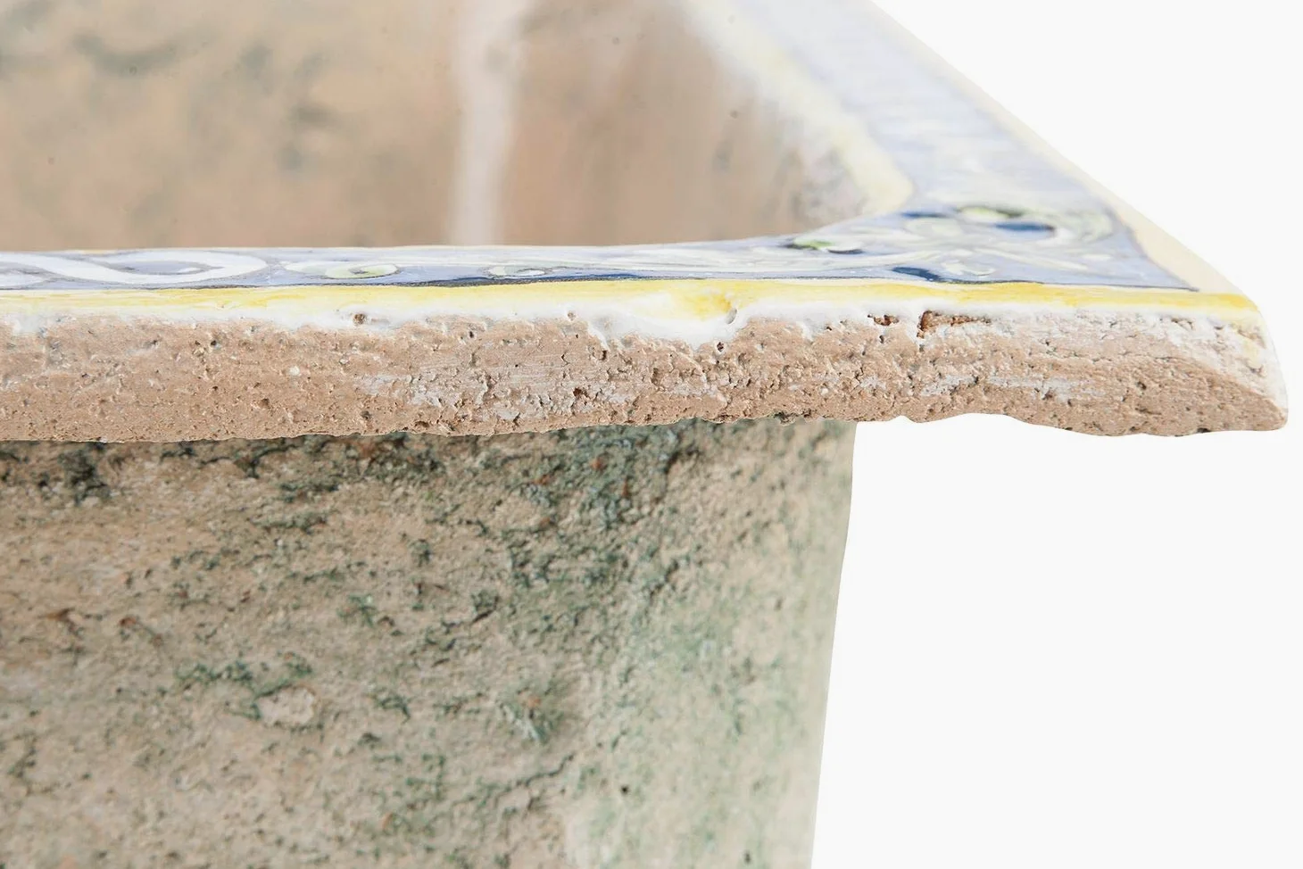 Lavabo ceramica siciliana Terra - Lavello da cucina quadrato da incasso, Un Lavabo da cucina colorato fatto a mano da cucina | Lavello da cucina in ceramica siciliana dall'Italia 42 x 42 cm