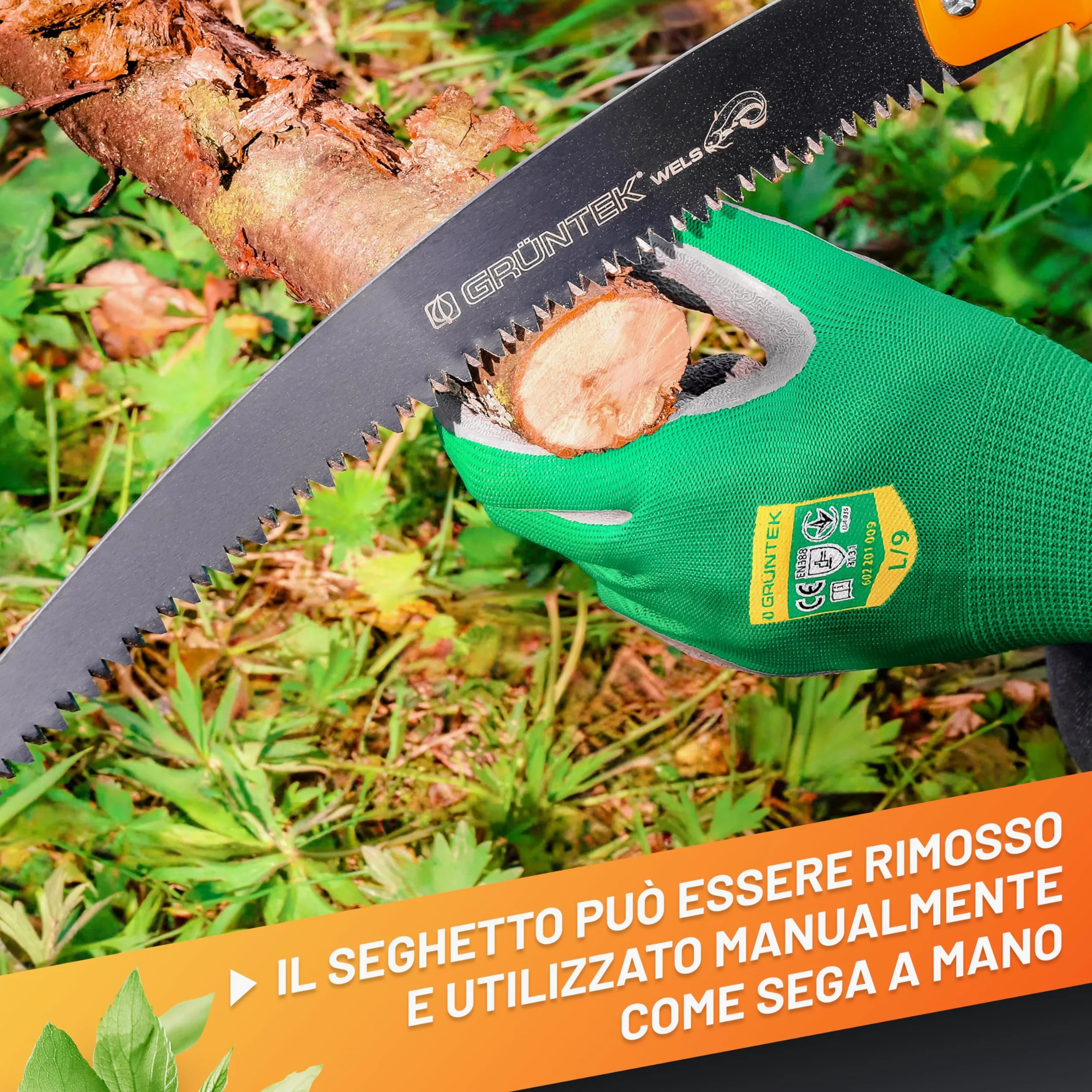 GRÜNTEK Seghetto per Potatura con Pertica Telescopica 100-240 cm. Sega da Giardino Compatibile con svettatoio B096Y5T5VT