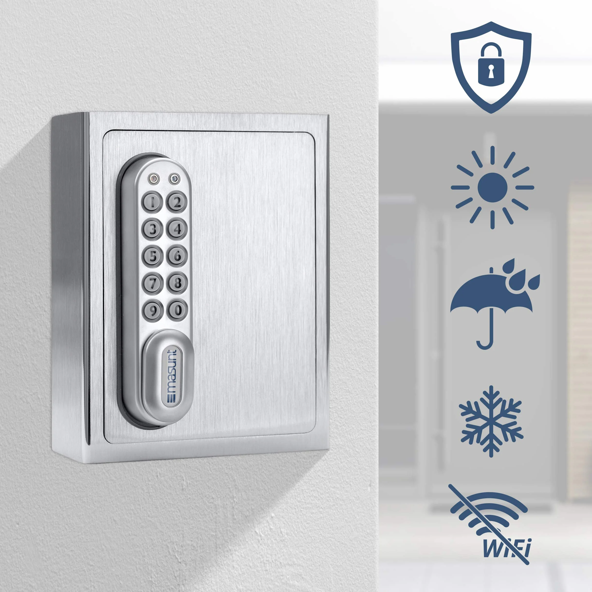 masunt cassaforte per chiavi 1120 E Code | Innovativa assegnazione online del codice a distanza | cassaforte elettronica per chiavi in acciaio inox V2A massiccio | antieffrazione