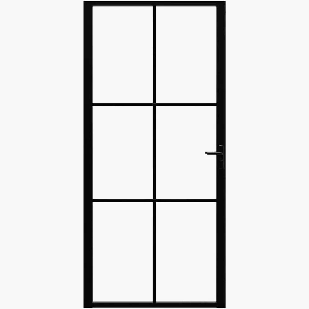 vidaXL Porta da Interno ESG Vetro e Alluminio 93x201,5 cm Nera