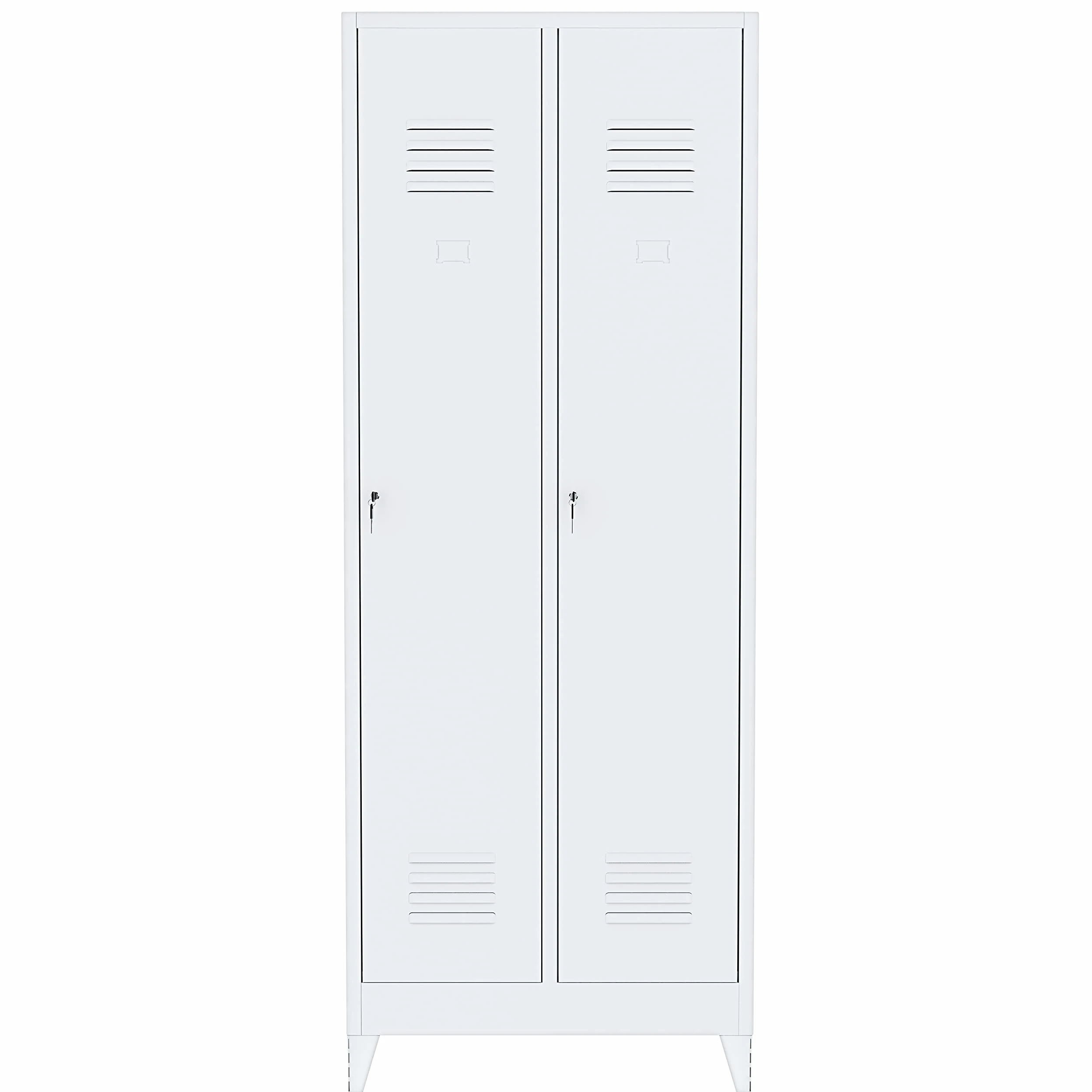 Armadietto Spogliatoio Sporco/Pulito 2 Posti In Lamiera Di Acciaio Salvaspazio Con Chiave Ripiano Appendiabiti Ganci e Porta Cartellino Per Interno Lavoro Piscina 180 x 33 x 68.5 Cm Grigio
