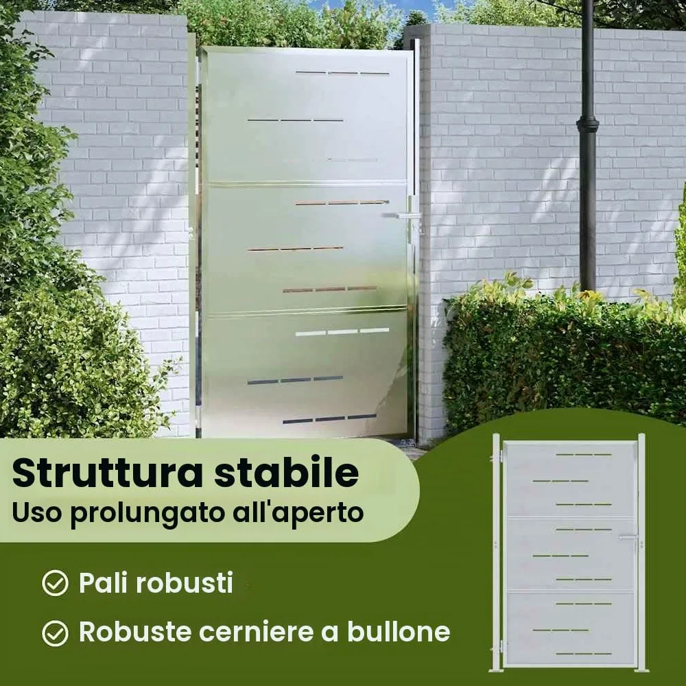 vidaXL Cancello da Giardino Argento 85 x 144 cm Acciaio Inossidabile, Cancello in Acciaio Moderno per Giardino e terrazza, barriera sicura e Ingresso Rettangolare