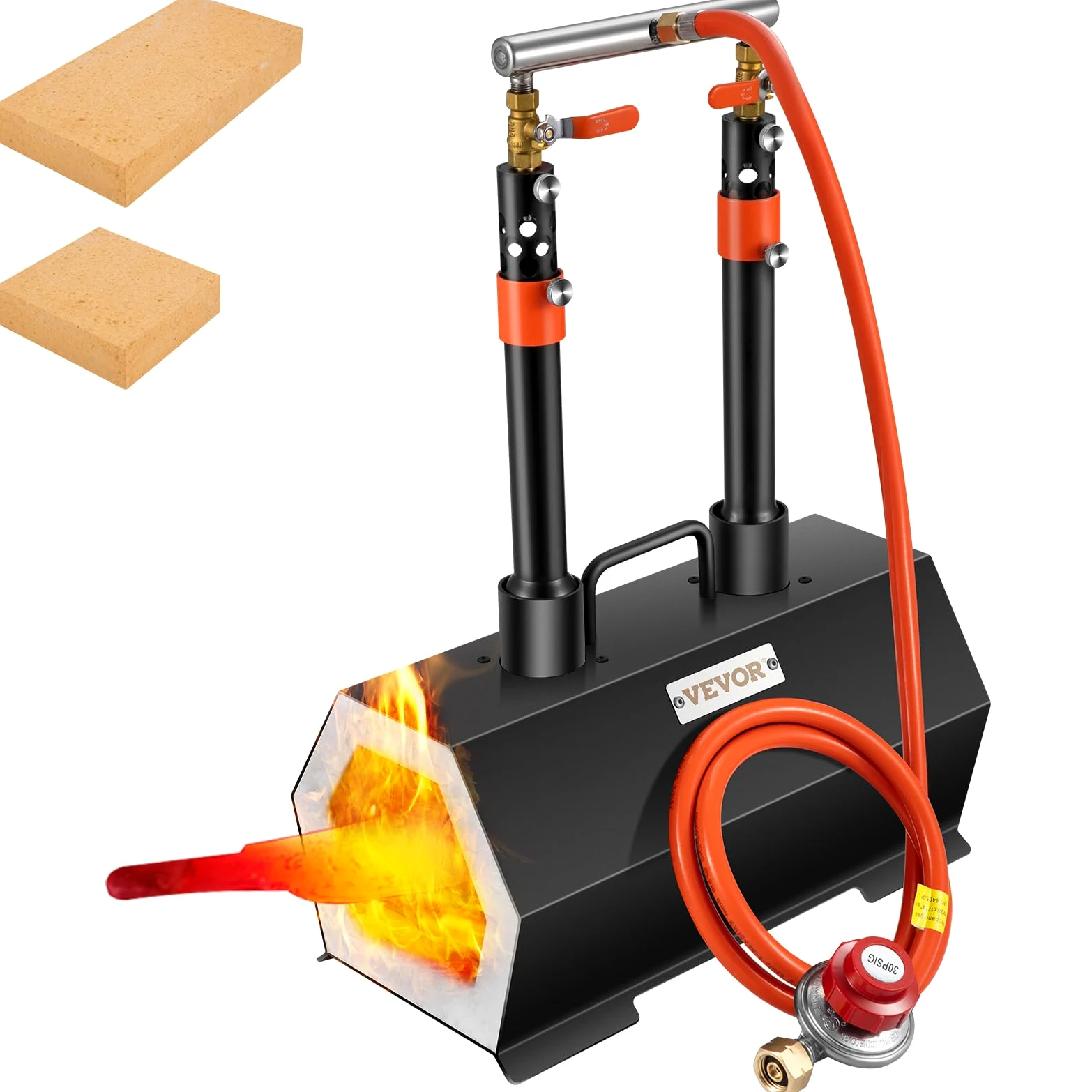 VEVOR Forgia a Gas Propano Doppio Bruciatore Esagonale per Coltelli Utensili da Garage Officina, Forgia a Gas Propano 2 Bruciatori Portabile, Forgia a Gas per Fabbricazione di Coltelli Max. da 1426 ℃