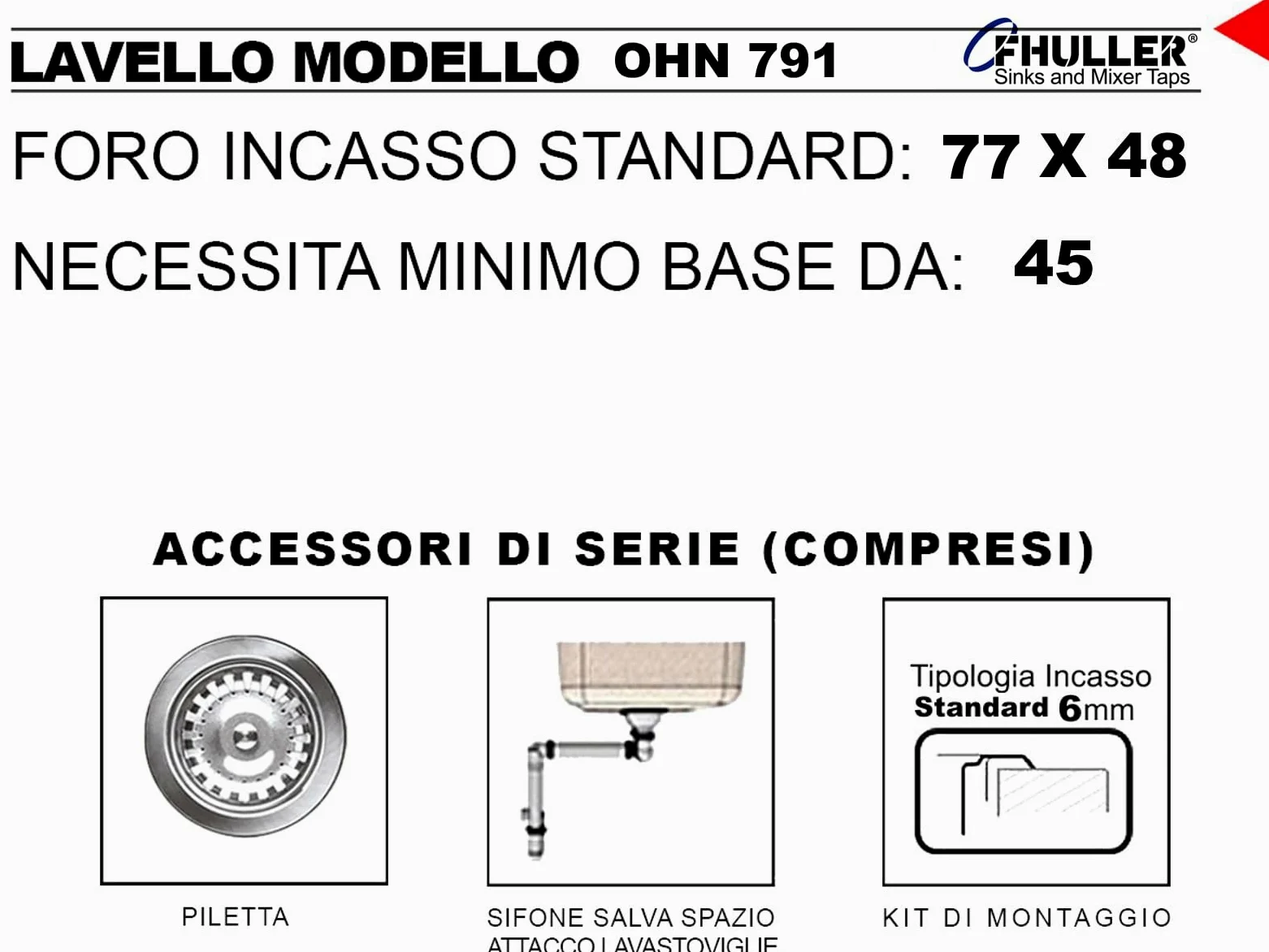 Lavello Cucina 1 Vasca con Gocciolatoio DX Inox 79 x 50 cm - 011551.S1.01.2016