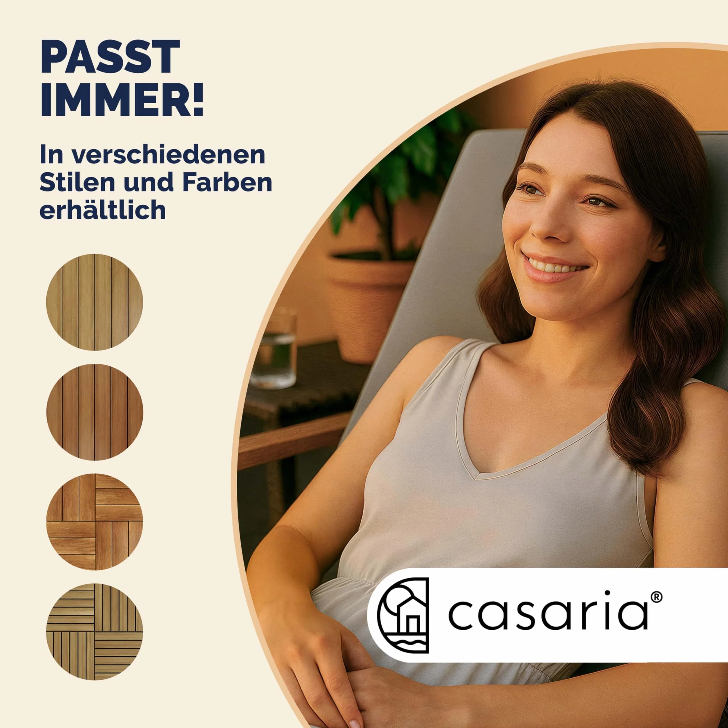 CASARIA Set 55 Piastrelle 30x30 cm in Legno di Acacia Certificato FSC® Superficie Totale 5 m² per Esterno Sistema a Incastro Pavimento per Terrazza Balcone Giardino Pavimentazione Mattonelle