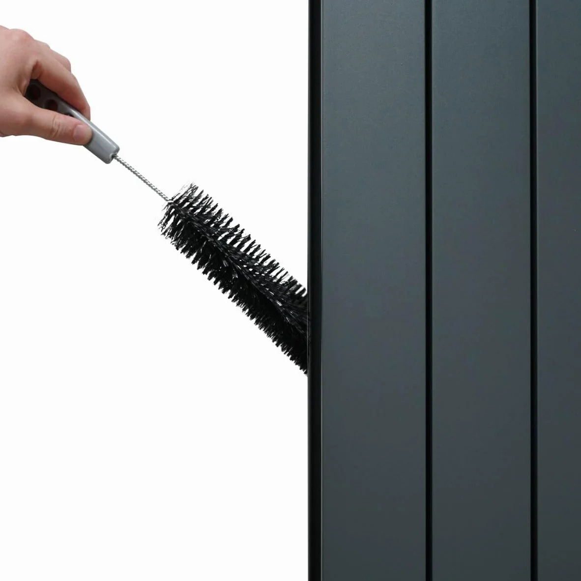 Radiatore di Design in Alluminio 1800mm x 315mm Verticale Doppio Pannello Piatto A Colonna Termosifone Moderno Leggero Grigio Antracite Spazzola Kit di Fissaggio Staffe Inclusi