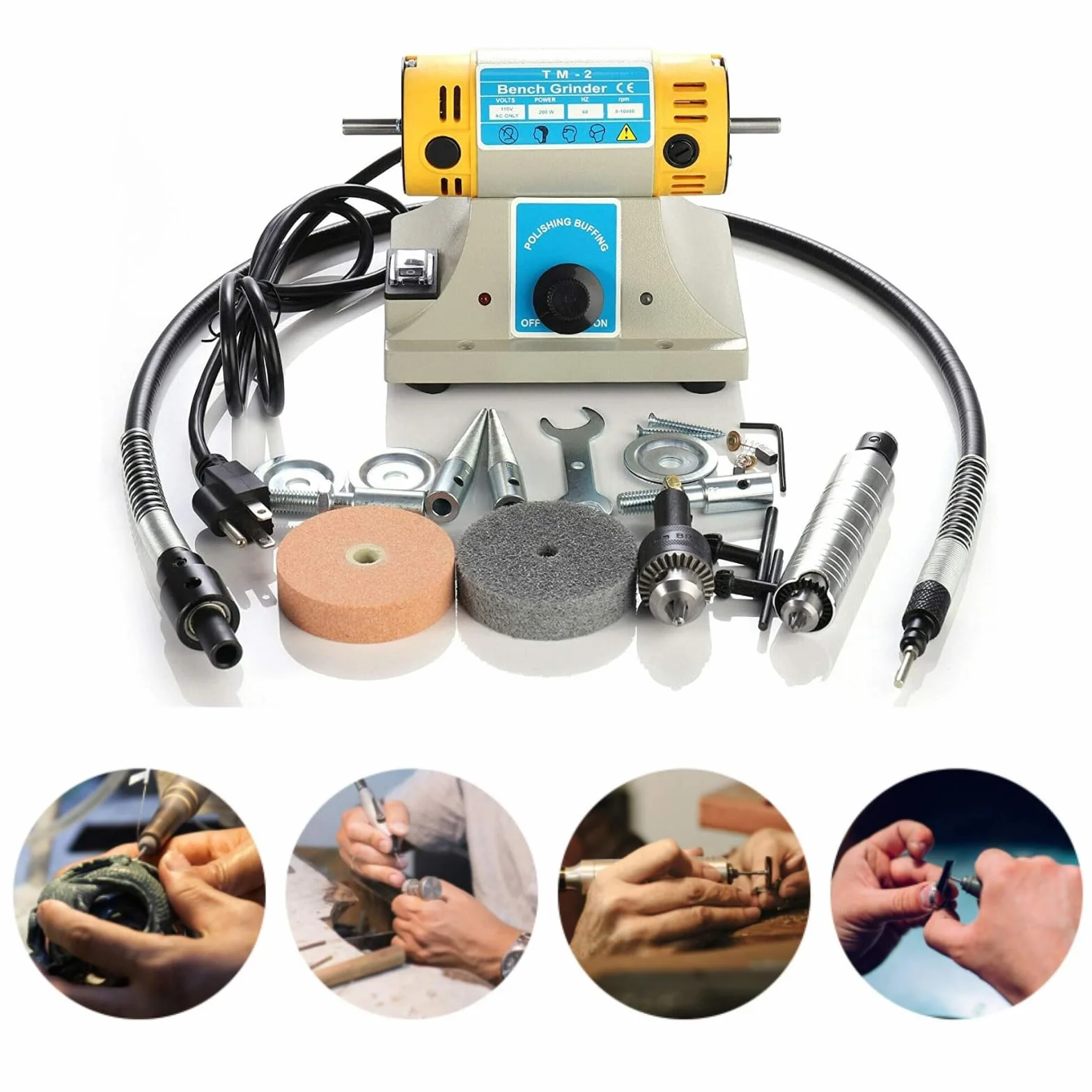 Lucidatrice da banco Piccola macchina 350W 10000 rpm per il taglio e la lucidatura della giada da tavolo multifunzionale Rettificatrice elettrica per gioielli da per la lavorazione del legno