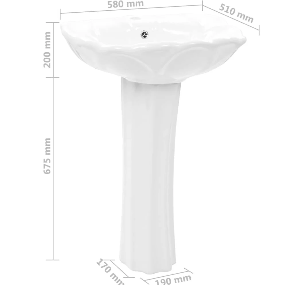 ShGaxin Lavandino a Colonna in Ceramica Bianca 580x510x200 mm,Lavandino,Lavandino Bagno,Lavandini Bagno,Articoli idraulici-143005