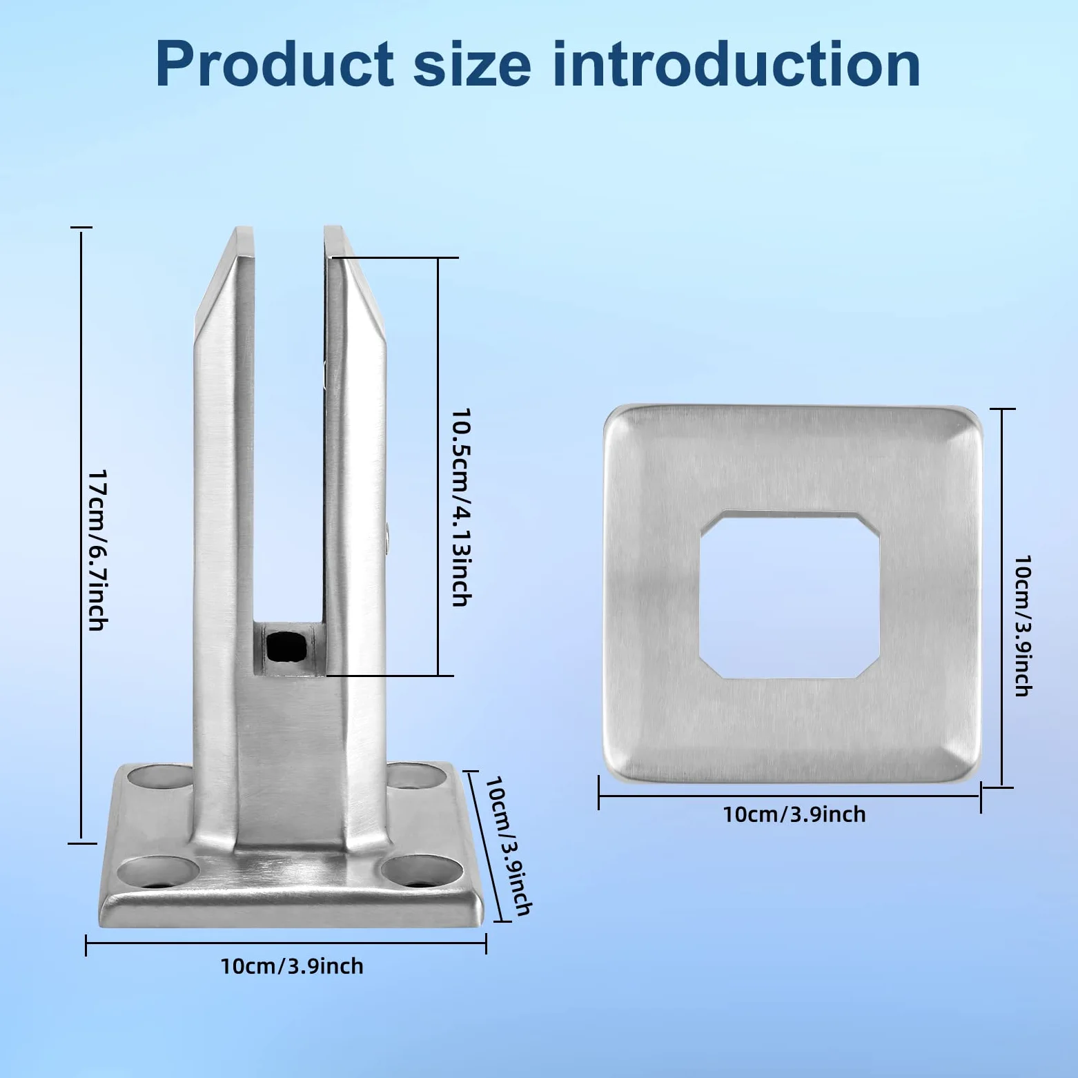 Morsetto per Vetro in Acciaio Inox 10Pz, Ringhiera per Piscina Vetro, per Vetro da 8-12 Mm/0,3-0,5" di Spessore, per Recinzioni in Vetro da Parete per Casa Scale Piscina Balaustra Balcone Giardino