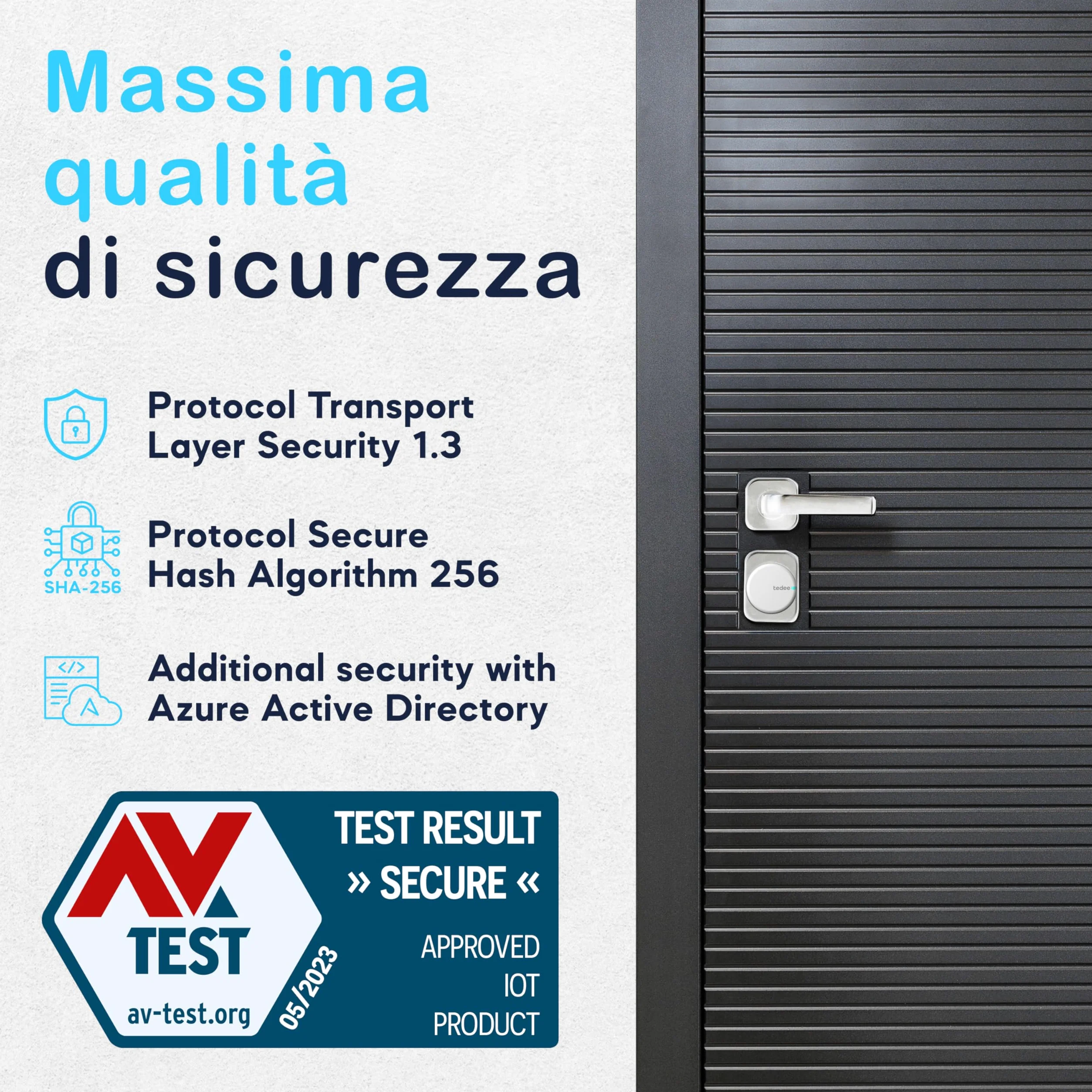 tedee Go Serratura Smart senza Conversione, Elettrica Keyless Access con Certificazione AV-TEST, Serratura Sicura per Porta con Chiusura Automatica e App, Sicurezza Casa Smart Lock, Argento