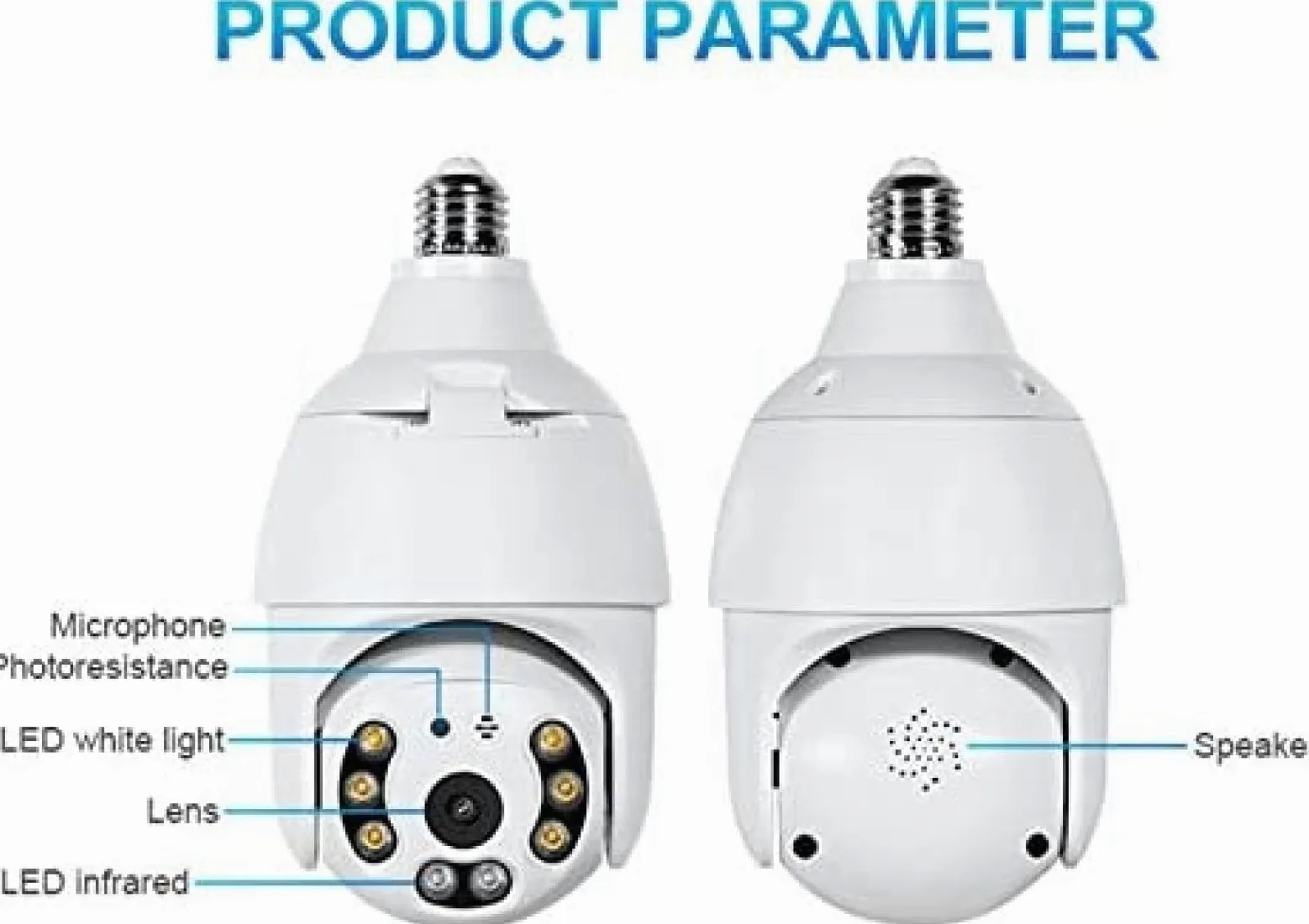 Telecamera con lampadina WiFi E27, lampada per telecamera di sicurezza PTZ Tuya Smart Life da 3 MP con visione notturna a piena luce, conversazione bidirezionale, monitoraggio automatico, vi