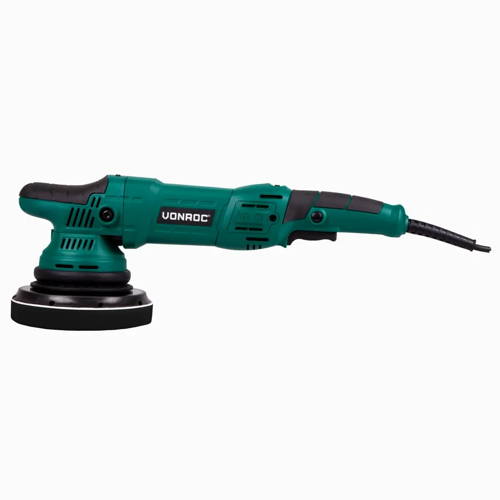 VONROC Lucidatrice Auto 1050W, Orbitale Doppia Azione 21mm, Velocità Variabile 1400–4800 RPM, Disco 150mm con Velcro, Soft Start, Cavo 4m – Per Lucidatura Auto, Barca e Rimozione Graffi - Con 4 dischi