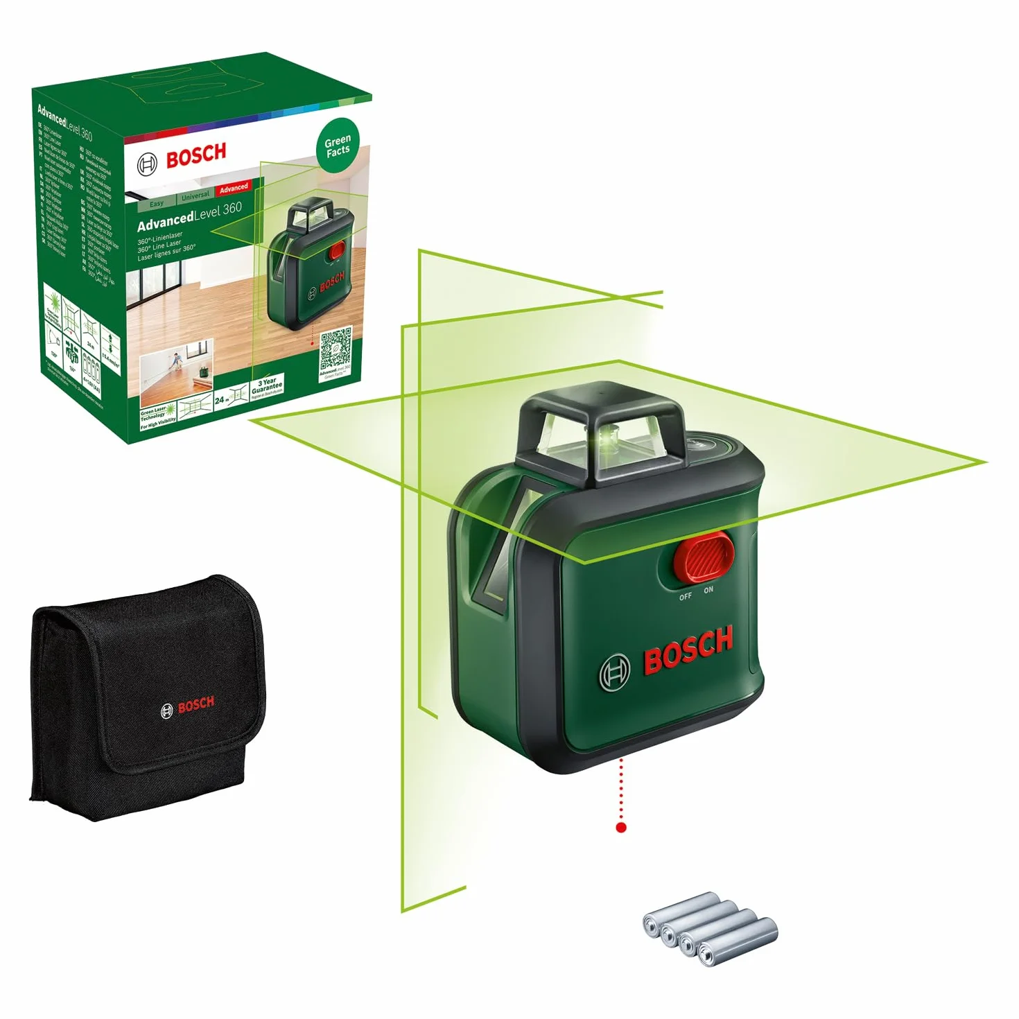 Bosch livella laser multifunzione AdvancedLevel 360 (3 linee laser incl. 360° per allineamento dell'intera stanza, in cartone)