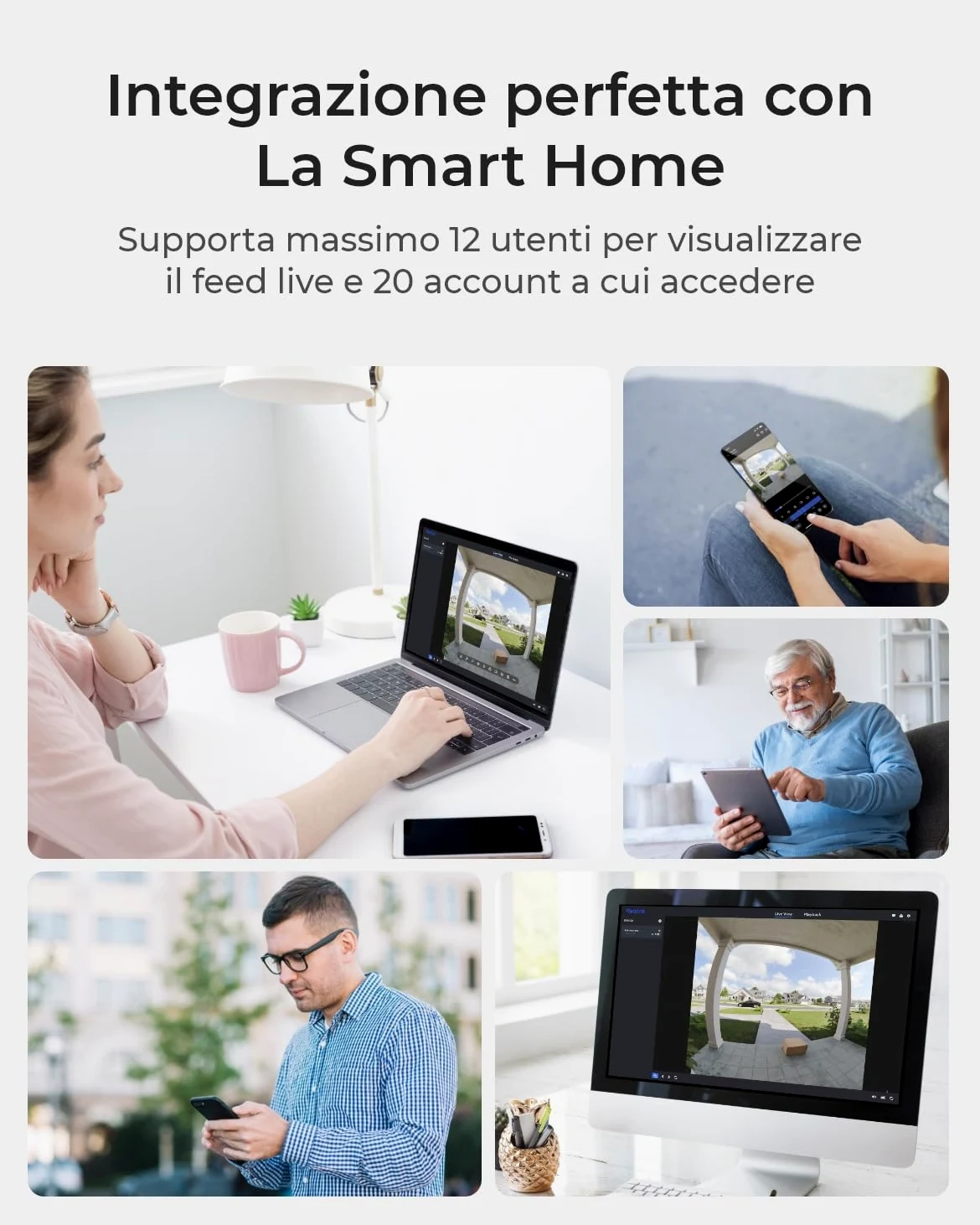 Reolink Doorbell Camera a batteria, Video Doorbell Camera di sicurezza 2K, Visuale 150°x150°, WiFi 2,4/5 GHz, a batteria o via cavo, Audio bidirezionale, Persone/Veicoli/Pacchi (Chime non incluso)