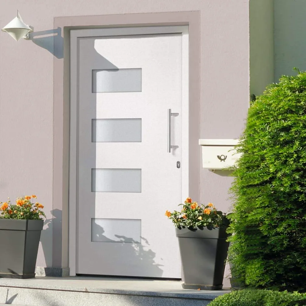 vidaXL Porta d'Ingresso in Alluminio e PVC Bianco 110x210 cm