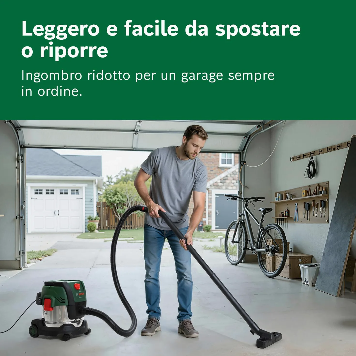 Bosch Aspirapolvere a filo PAS15-220 (Tubi di prolunga, tubo di aspirazione 2,2 m, tubo a gomito/impugnatura, bocchette, borsa in tessuto (Uni), filtro plissettato piatto, UniversalAdapter)