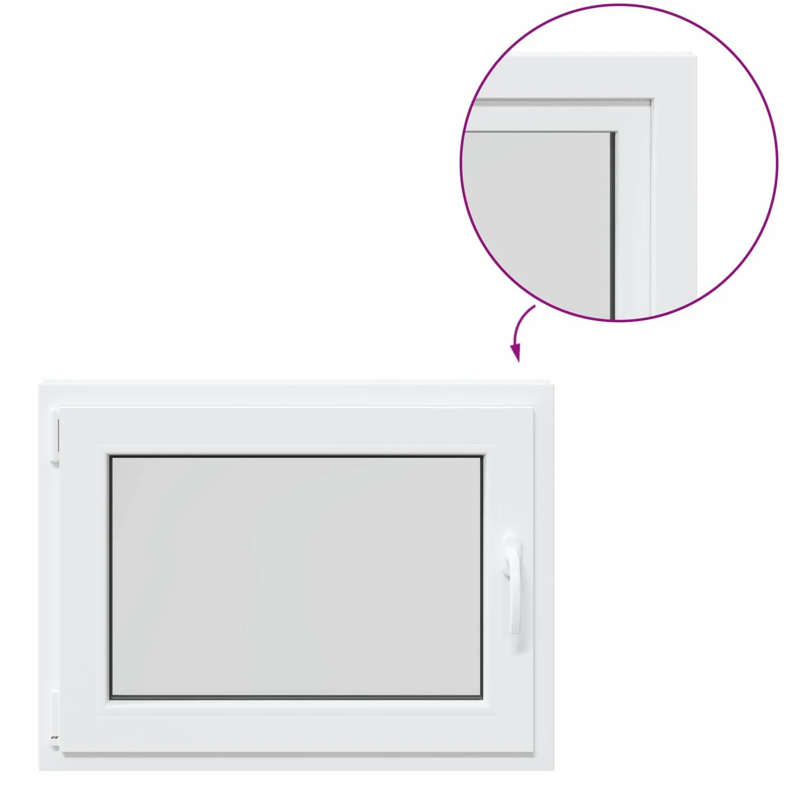Finestra manuale RISOR 80 x 60 cm PVC e vetro, design moderno della finestra per cantina, vetro PVC resistente, efficiente dal punto di vista energetico, isolamento termico, fonoassorbente