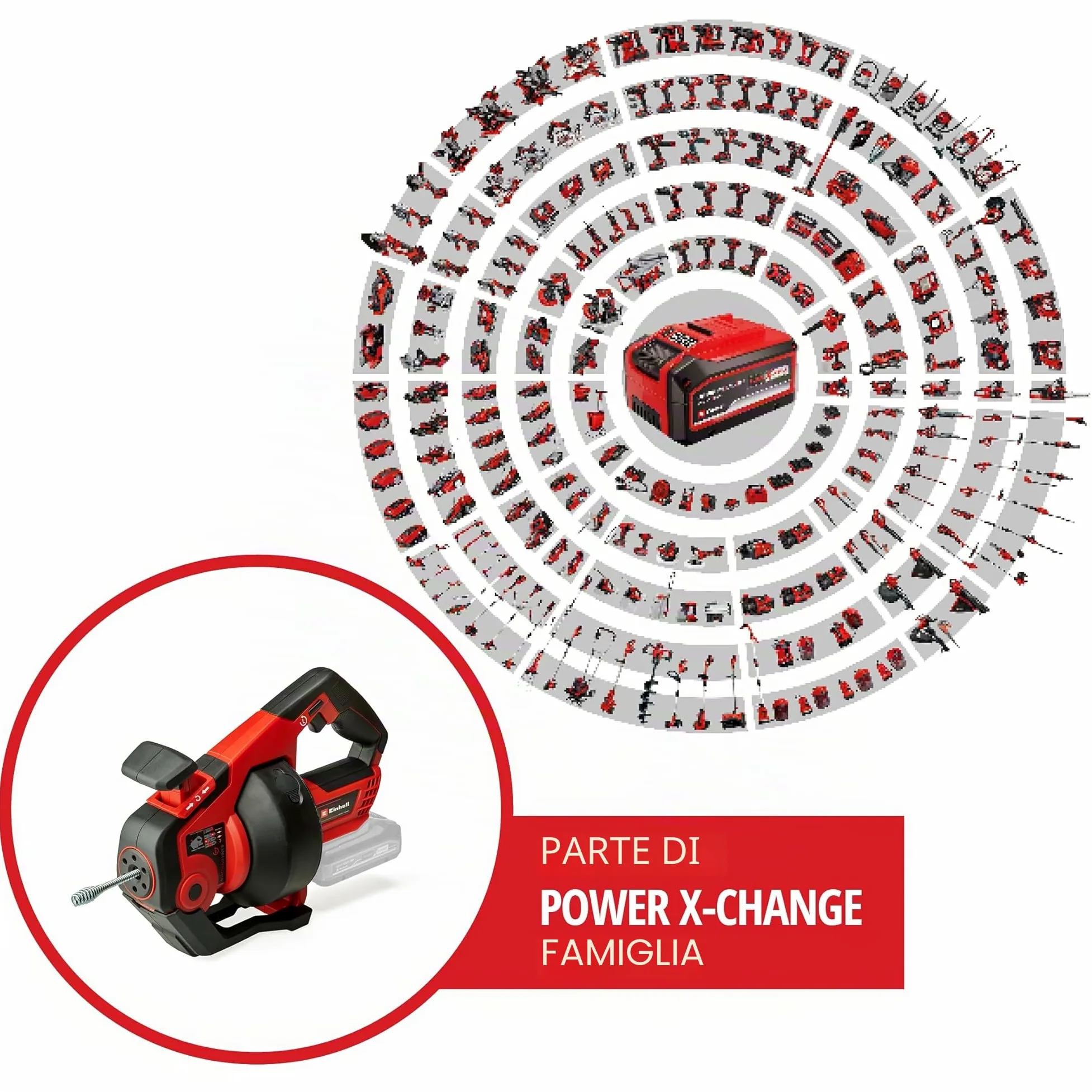 Einhell Detergente per tubi a batteria TE-DA 18/760 Li-Solo Power X-Change (18 V, Li-Ion, spirale di pulizia lunga 7,6 m, adatto per tubi di diametro 16-55 mm, fornito senza batteria e caricatore)