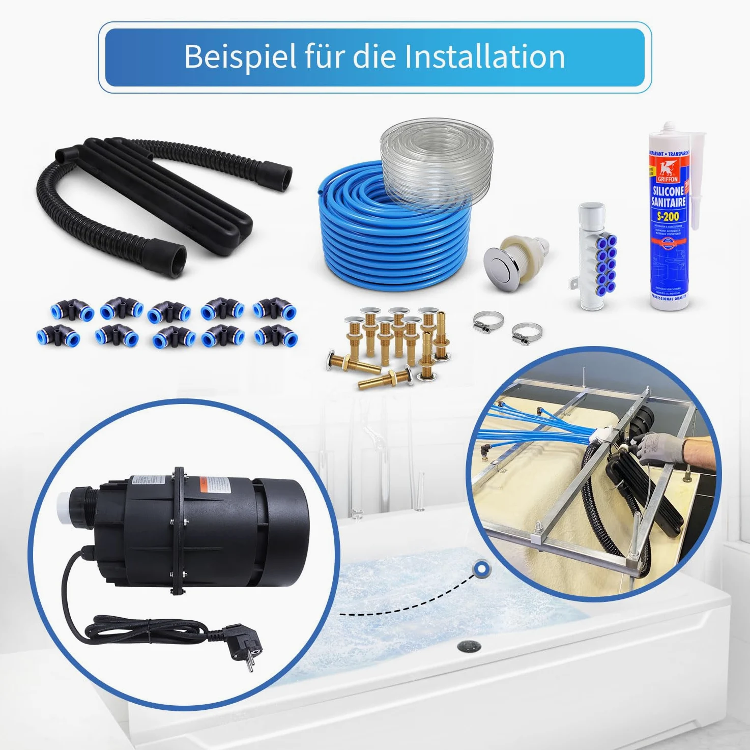 AQUADE Ventilatore per vasca idromassaggio, silenzioso, pneumatico, 700 W, per vasca idromassaggio, per vasca idromassaggio, per vasca idromassaggio, per esterni, giardino, esterni, 700 W, 230 V