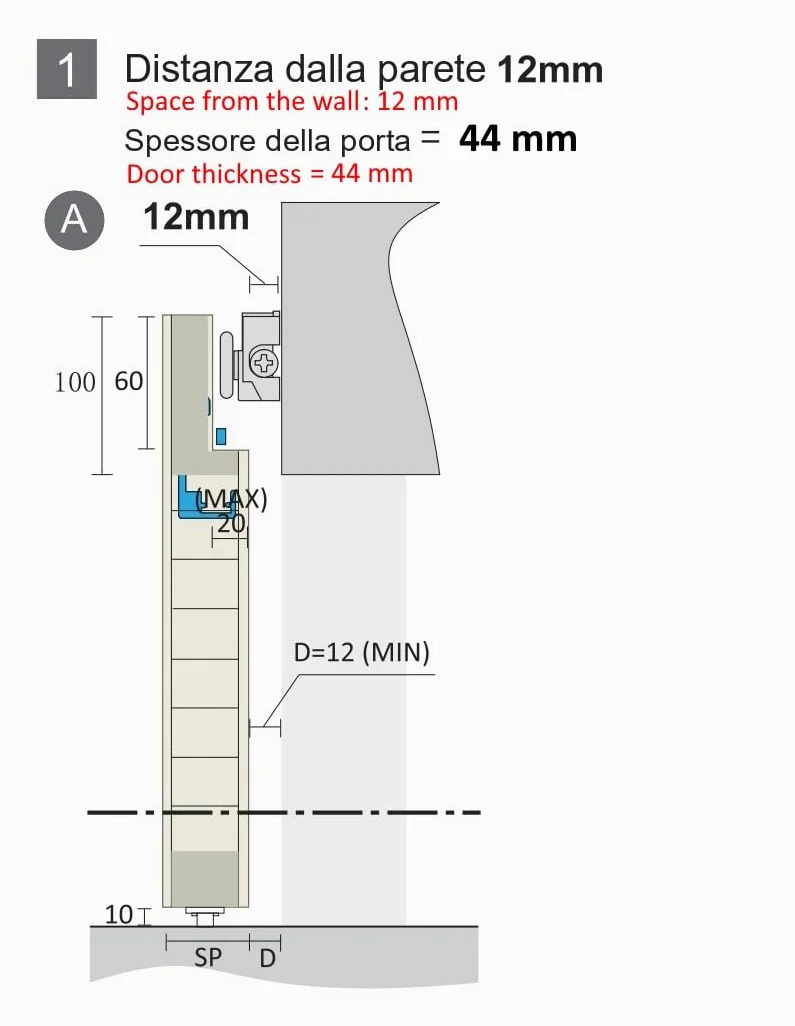 Porte Italiane, Porta Bianca Scorrevole Esterno Muro Fresato con Binario Invisibile MAGICAL 1200, Senso di Apertura Reversibile, Pronta all'Installazione, 90x230 cm, con Maniglia Argento Semi-Lucido