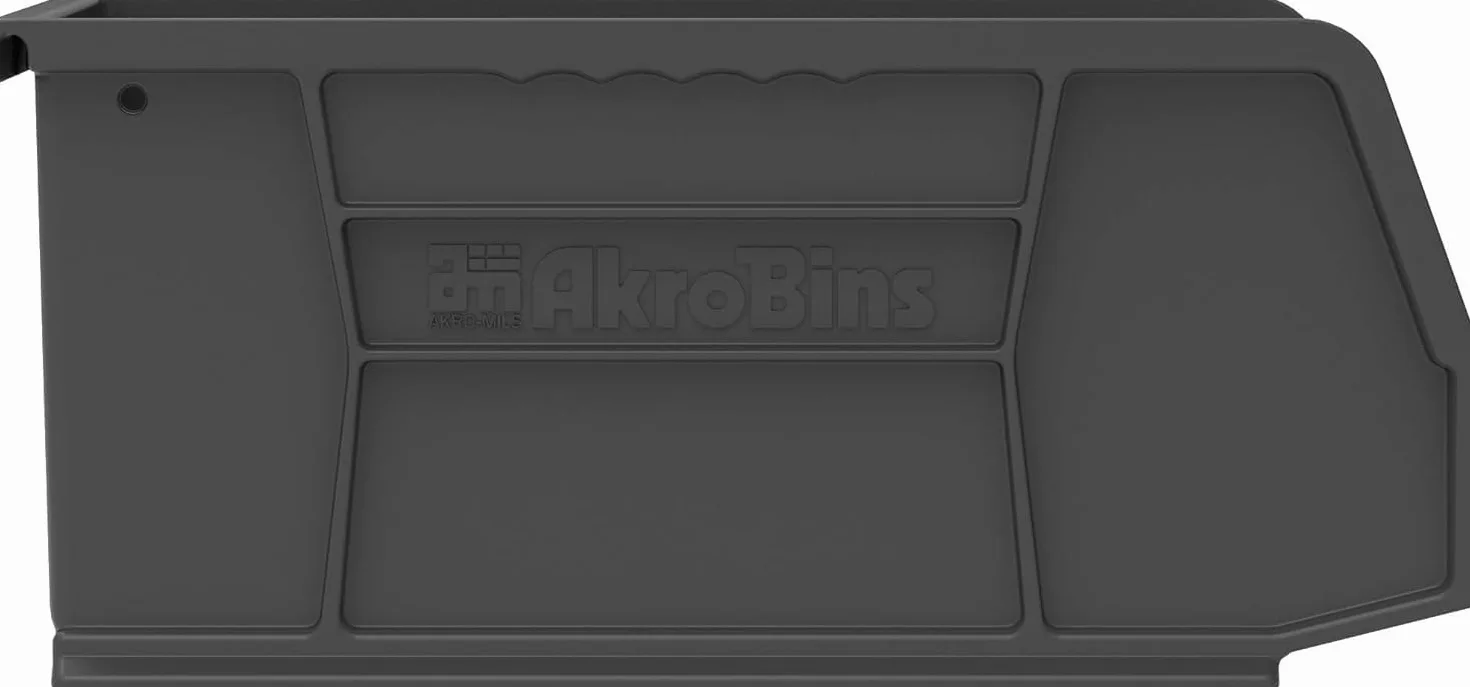Akro-Mils 30230 AkroBins Plastic Storage Bins, Space-Saving Stackable Bins for Garage, Pantry, Craft Organization, 27,6 cm x 14 cm x 12,7 cm, neri, confezione da 12