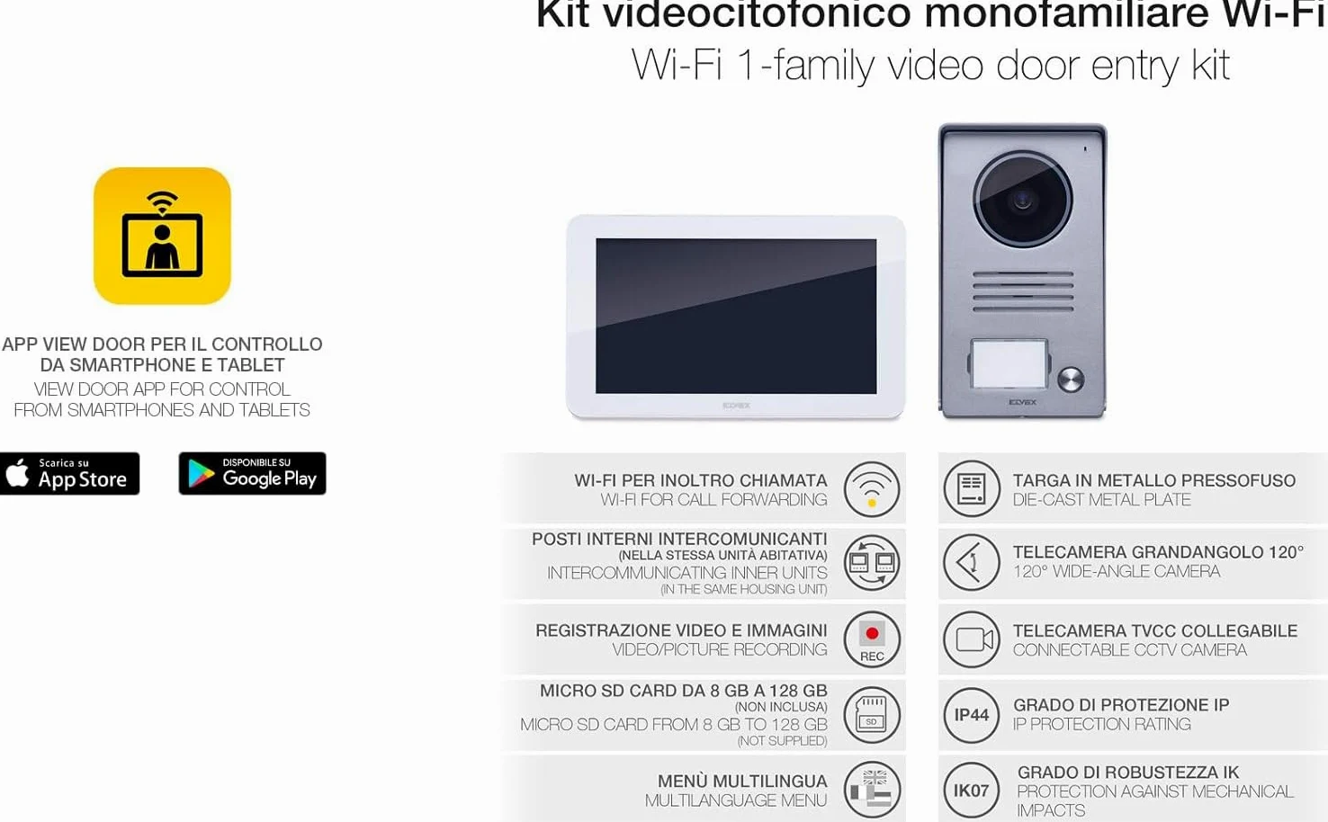 Vimar K40945 Kit Videocitofono Smart Monofamiliare Con Monitor Touch Screen Vivavoce Wifi, 1 Alimentatore Multispina, ‎Bianco, ‎26.5 x 10.8 x 20 cm, 1.45 Kg