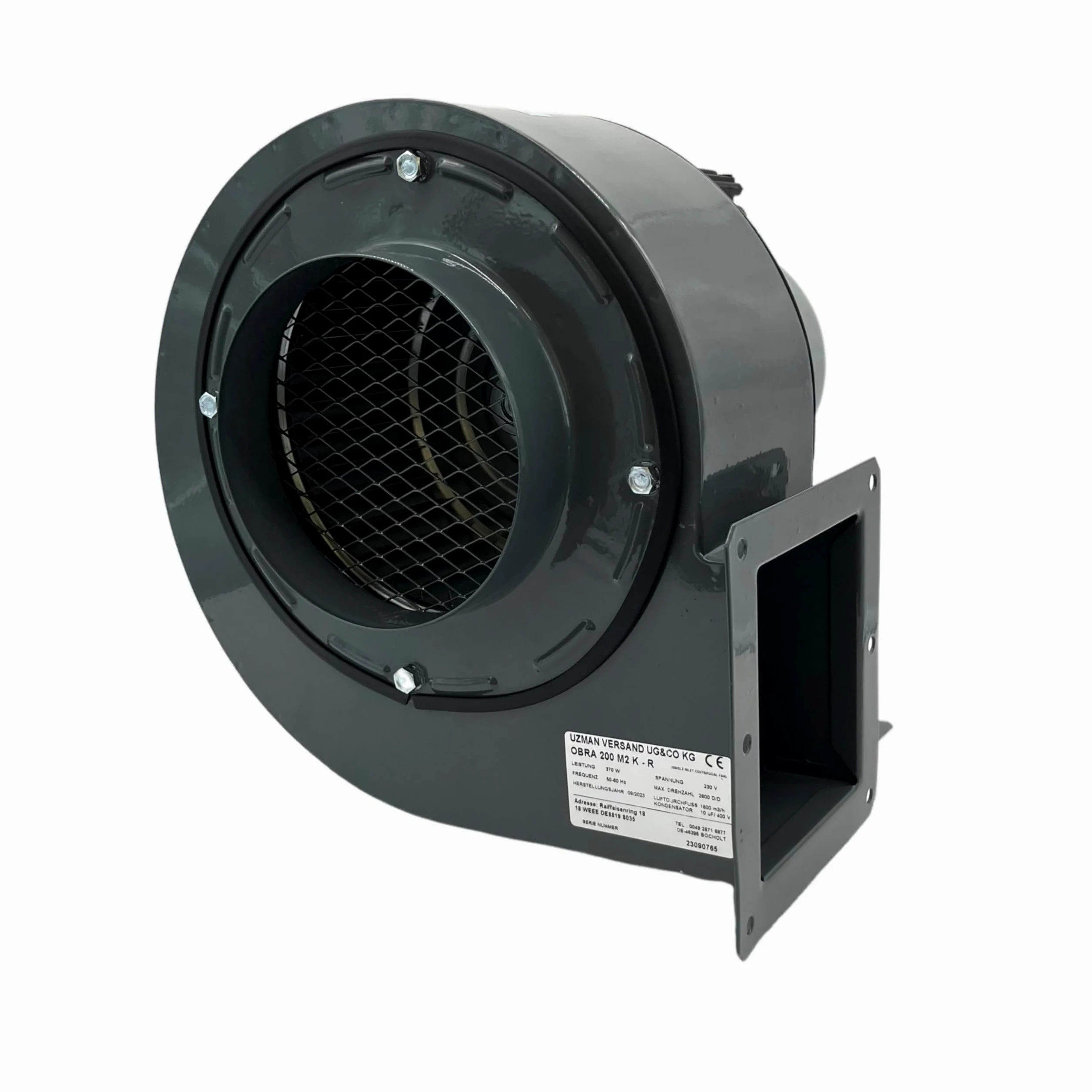 UZMAN Ventilatore radiale OB200M + regolatore di velocità da 500 Watt con cavo, flangia a 4 angoli e tubo in alluminio flessibile, ventilatore di aspirazione, ventilatore radiale, ventilatore, ventola