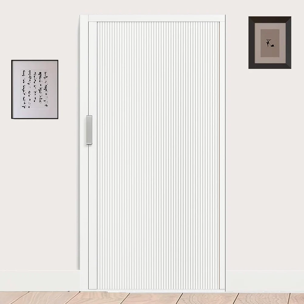Porta Scorrevole Pieghevole a soffietto Senza Foratura con Telaio in Alluminio e Pannello in Tessuto non Tessuto Divisorio Bagno Cucina