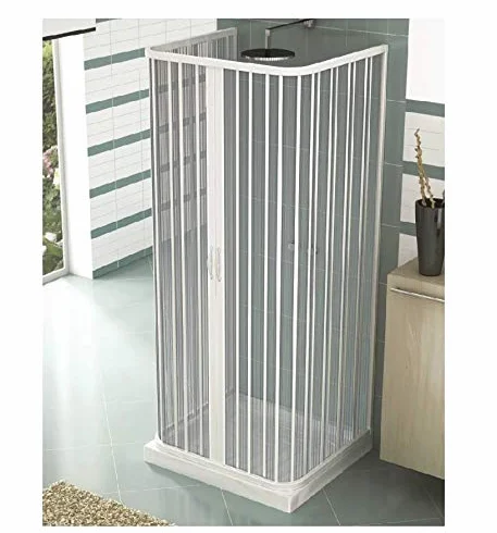 Box Doccia 3 Lati 2 Ante a Soffietto Apertura Centrale In PVC H185x 70x70x70 cm Bianco Caldoni Mars