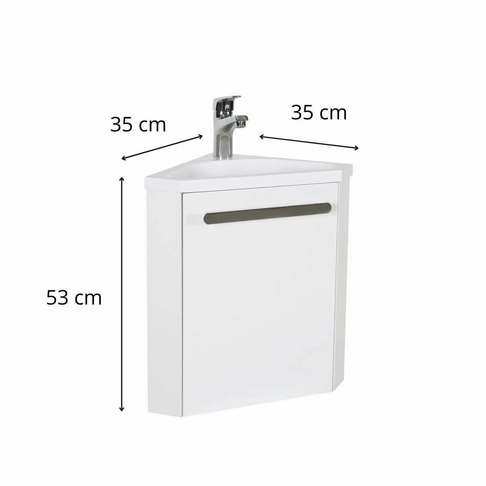 MOB IN - Lavamani angolare con lavabo in resina, colore: Bianco
