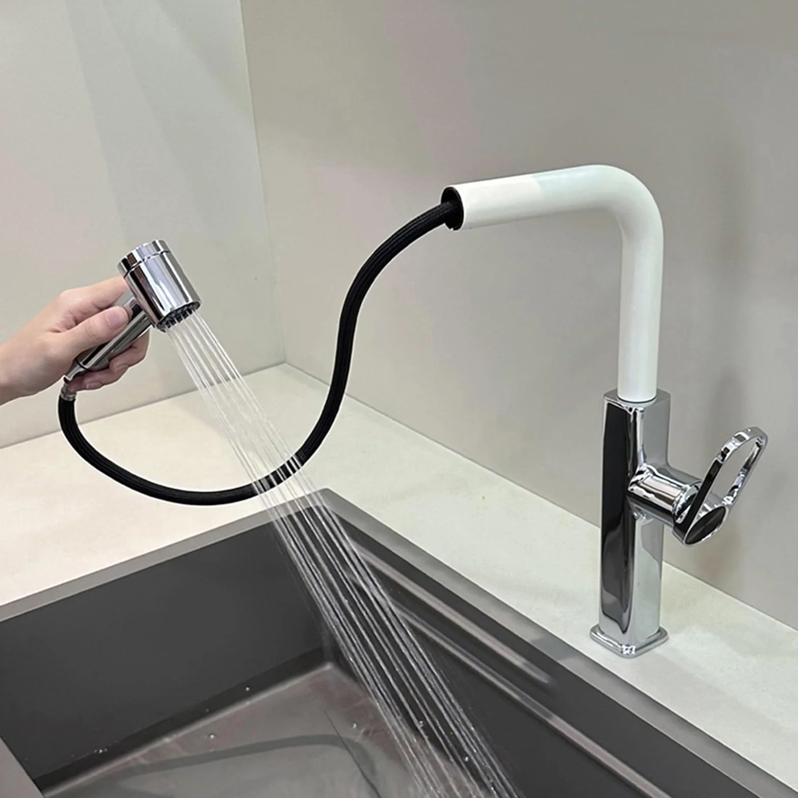XJTNLB Rubinetto Lavello Cucina Doccetta Estraibile Rubinetti da Cucina Rosso Miscelatore Monocomando per Acqua Fredda e Calda