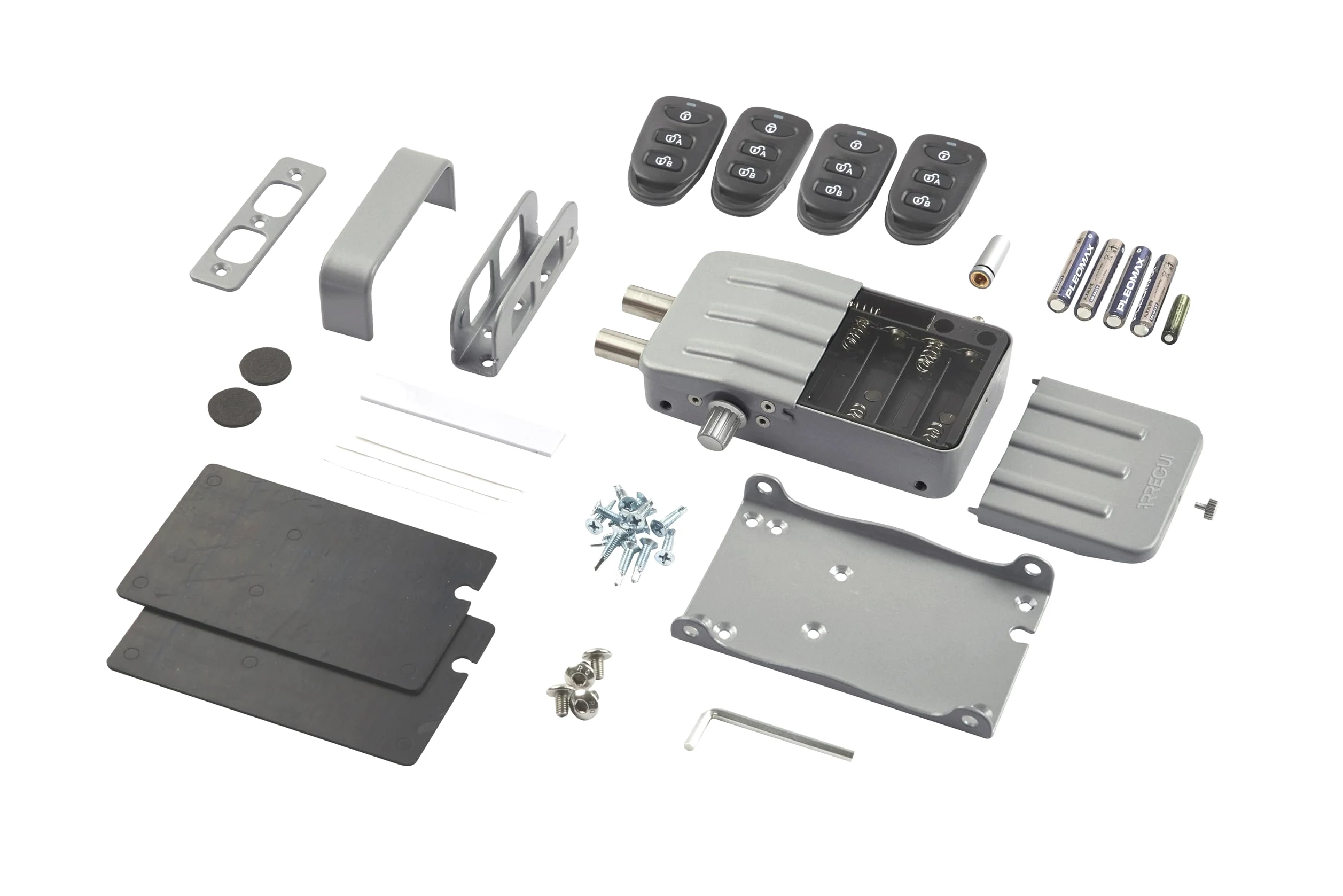 ARREGUI CI10P Serratura di Sicurezza Invisibile per Porta con 4 Telecomandi, Antifurto, Serratura Elettronica per Porta, Serratura Wireless, Catenaccio Interno, argento