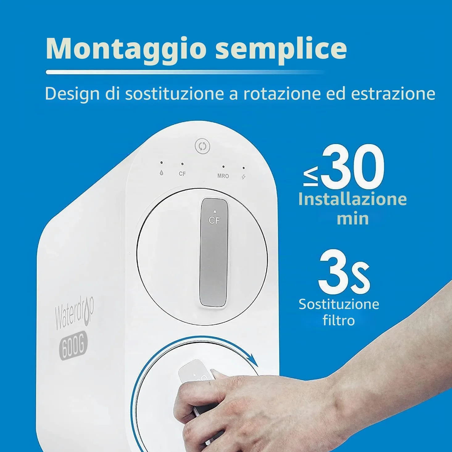 Waterdrop Filtro WD-G2P6MRO, ricambio per sistema di osmosi inversa WD-G2P600-W