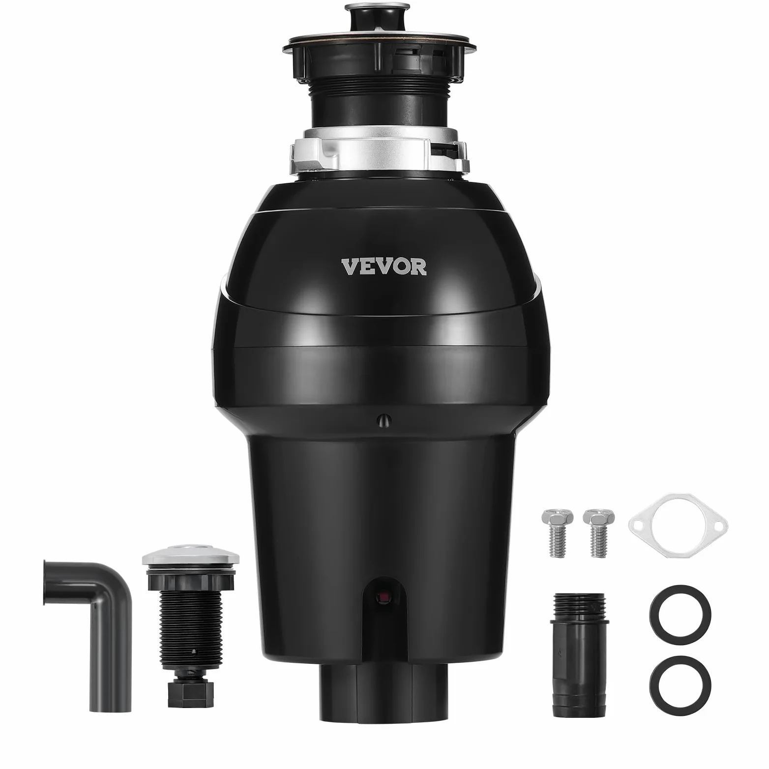 VEVOR Tritarifiuti per Lavello da Cucina, 0,74 kW, Sistema di Smaltimento Rifiuti Alimentari in Acciaio Inox, Motore CC, Supporto EZ, 3960 giri/min, con Cavo di Alimentazione, Paraspruzzi per la Casa
