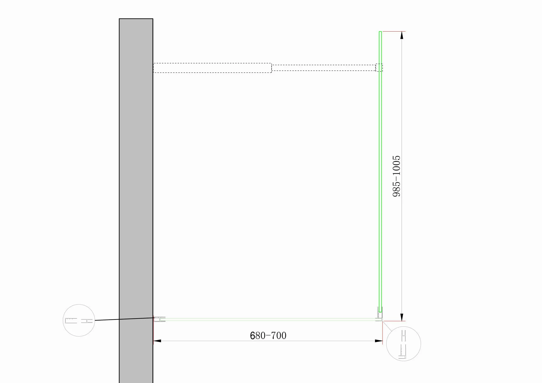 Parete doccia Walk-in Angolare Doppio Vetro 8 mm Reversibile (68-70 x 98,5-100,5 H 200 cm)