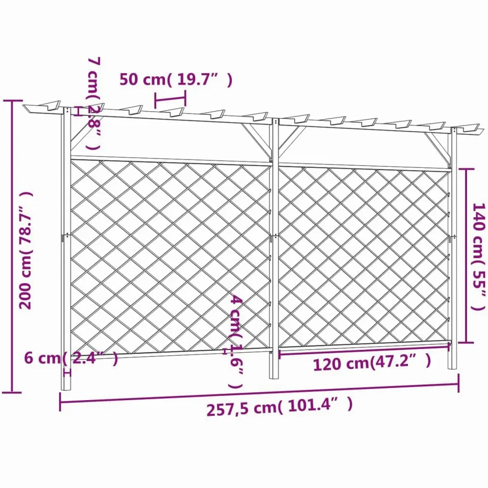 vidaXL Recinzione Lattice e Pergolato Giardino Recinto con Pergola Steccato Arredo Arredamento Recinto da Giardino Barriera Aiuole Legno Pino