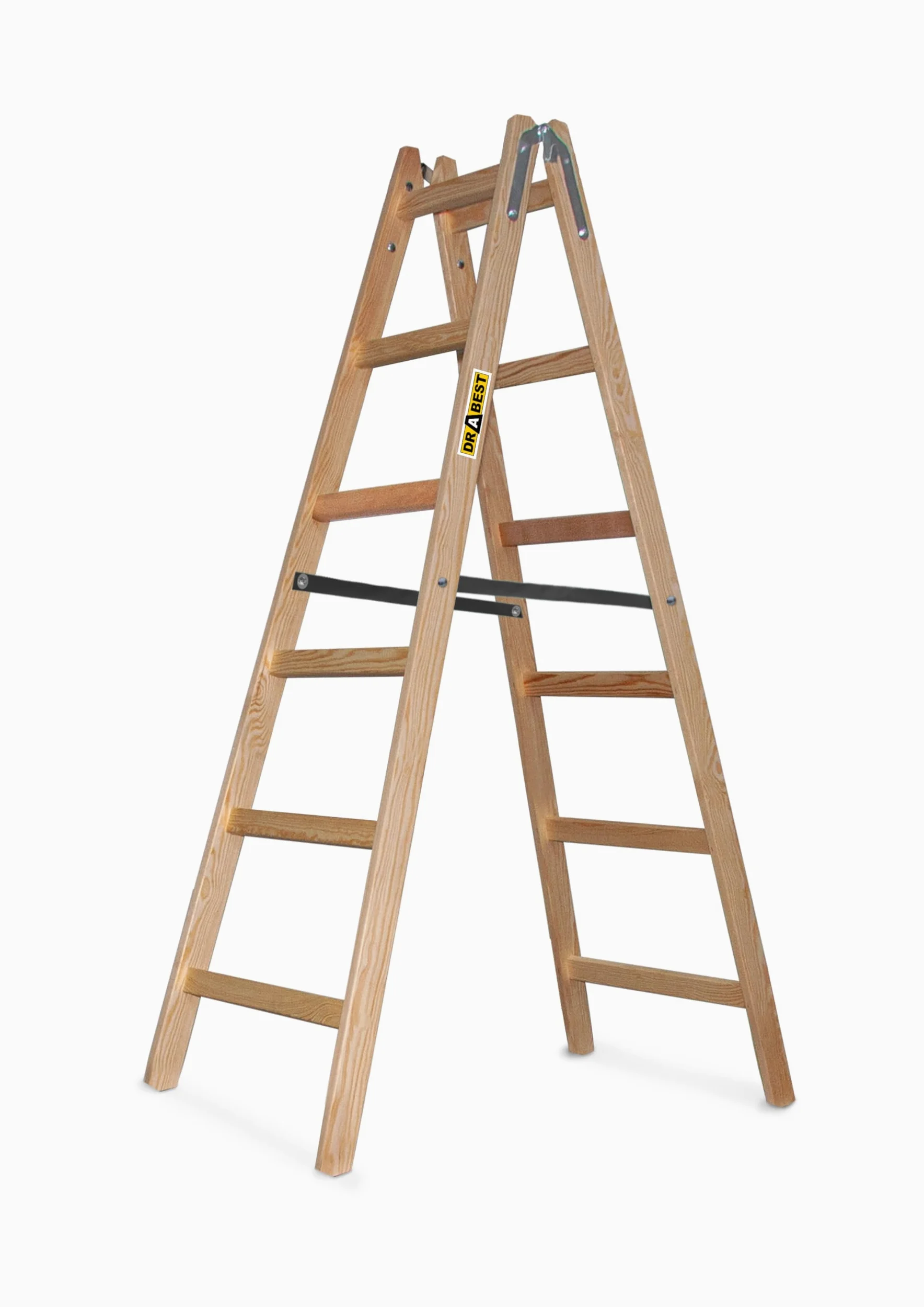 DRABEST - Scaletta pieghevole in legno per lavori di pittura 2x6 pioli m lunghezza calpestabile su entrambi i lati fino a 150 kg altezza di lavoro 1,82 m 3,3 m