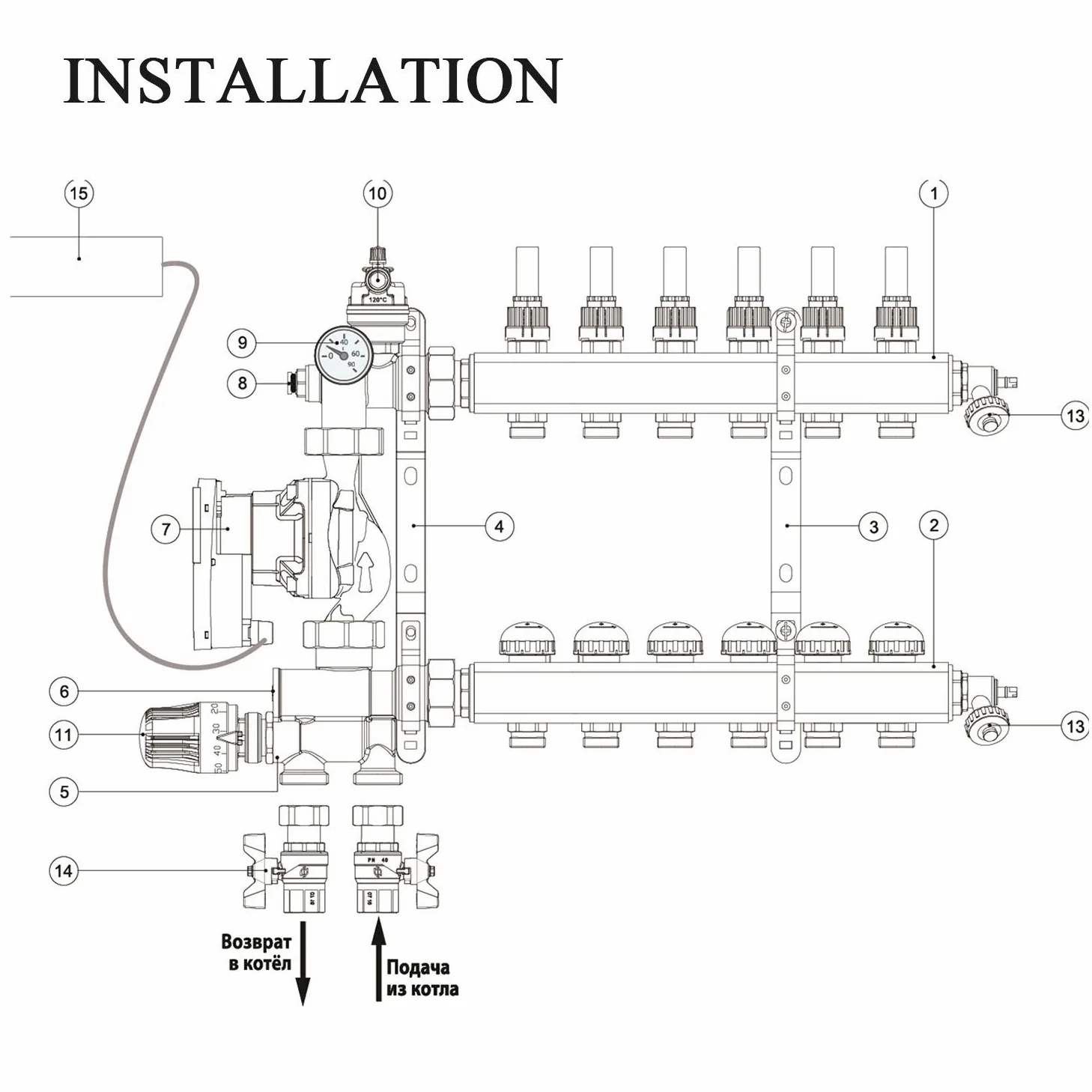 kit gruppo pompa riscaldamento di valvola sfogo aria sicurezza testa termostatica termostato - per collettore riscaldamento a pavimento pompa ricircolo acqua riscaldamento